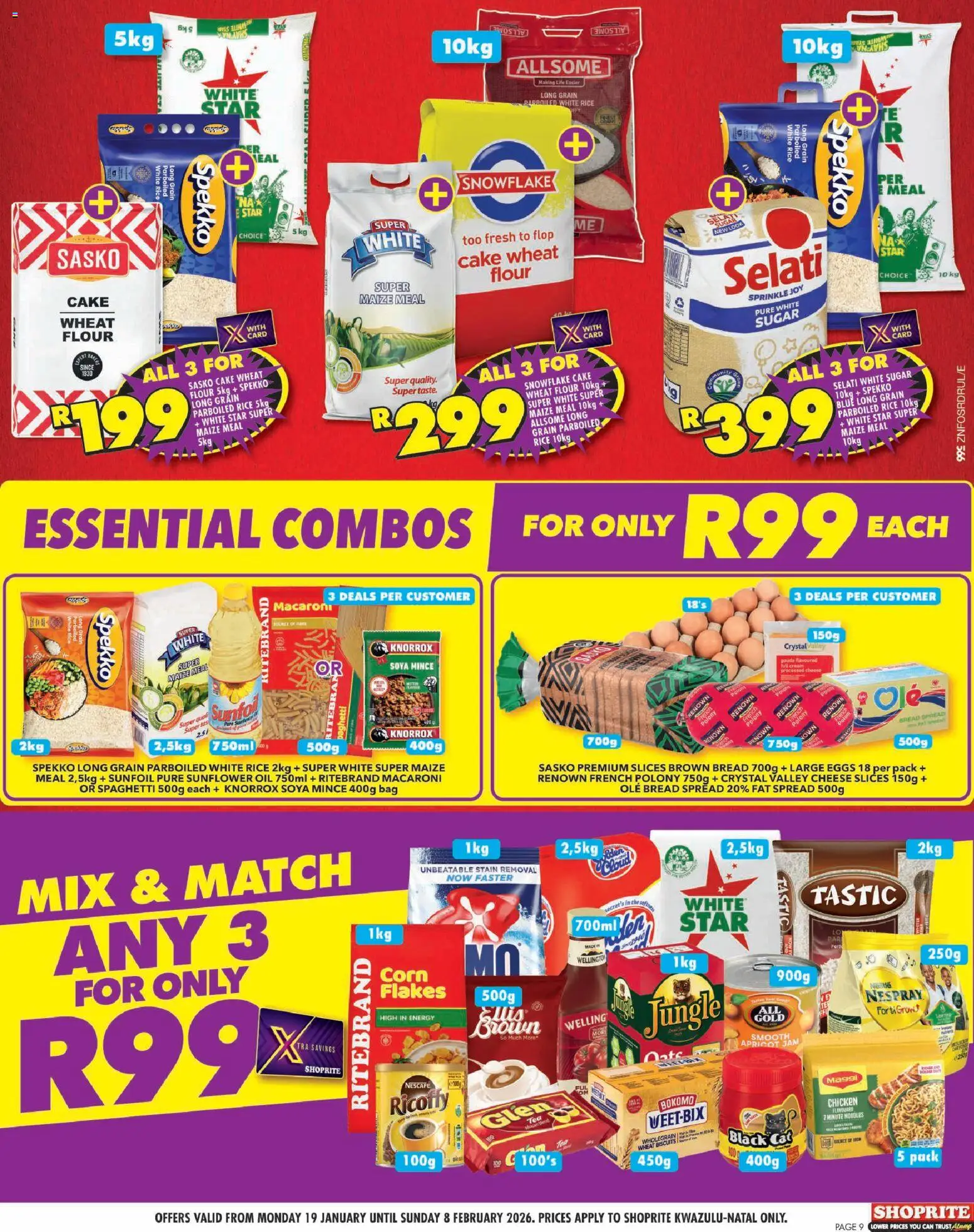 New Shoprite catalogue – valid from 19.01.2026 | Page: 9 | Products: Eggs, Polony, Noodles, Fat spread