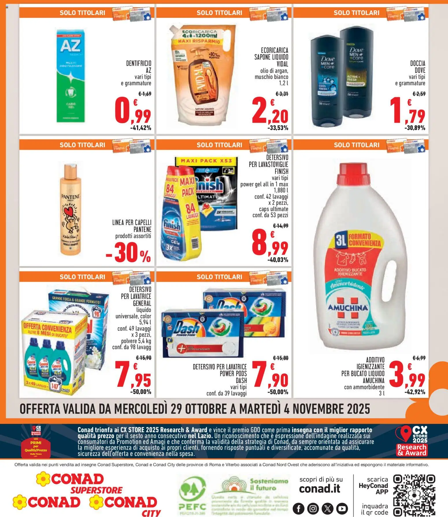 Volantino Conad del 29.10.2025 | Pagina: 8 | Prodotti: Ammorbidente, Lavatrice, Lavastoviglie, Doccia
