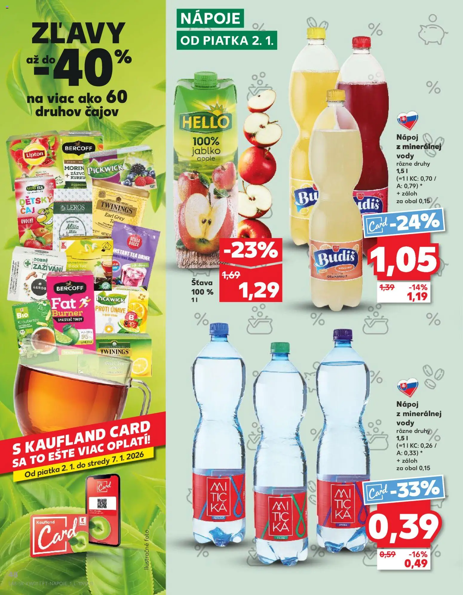 Nové Kaufland akcie – leták je platný od 02.01.2026 | Strana: 48 | Produkty: Čaj, Apple, Grapefruit, Mitická