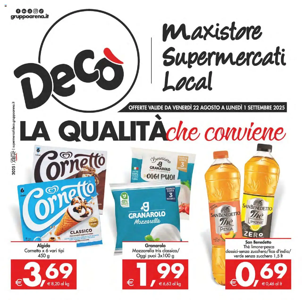 Volantino Decò del 22.08.2025 | Pagina: 1 | Prodotti: Panna, Zucchero, Limone, Pesca