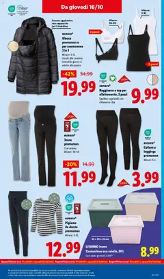 Anteprima del volantino esmara® Jeans premaman, Jeans premaman con cotone. Misure: 38-48 valido a partire dal 13.10.2025 | Pagina: 49 | Prodotti: Leggings, Jeans, Collant, Contenitore