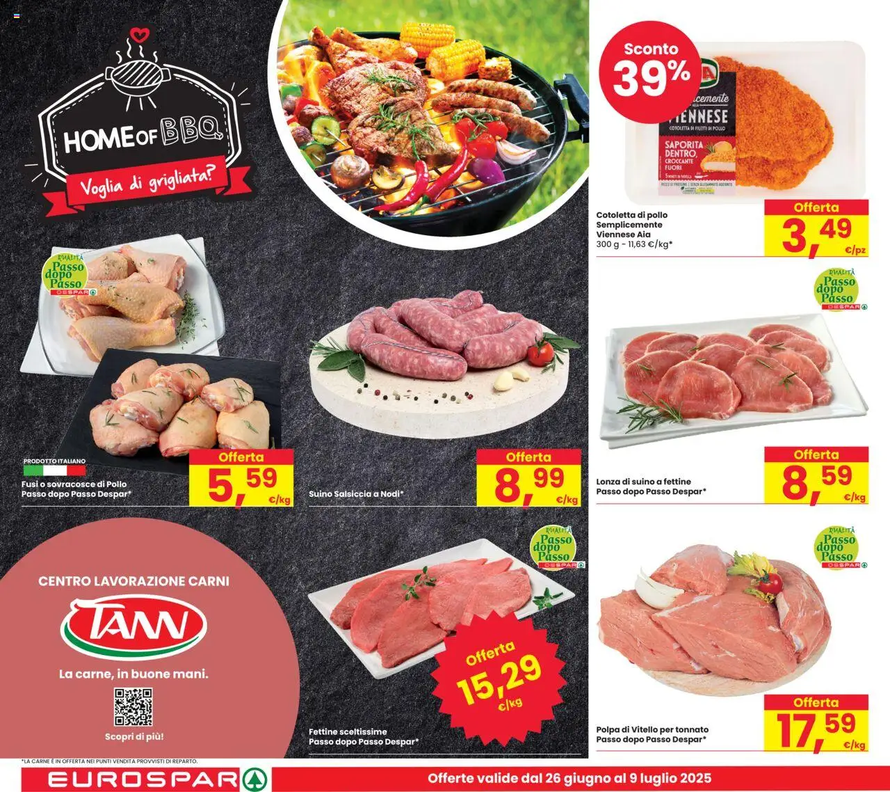 Volantino Eurospar del 26.06.2025 | Pagina: 4 | Prodotti: Pollo, Suino, Salsiccia, Vitello