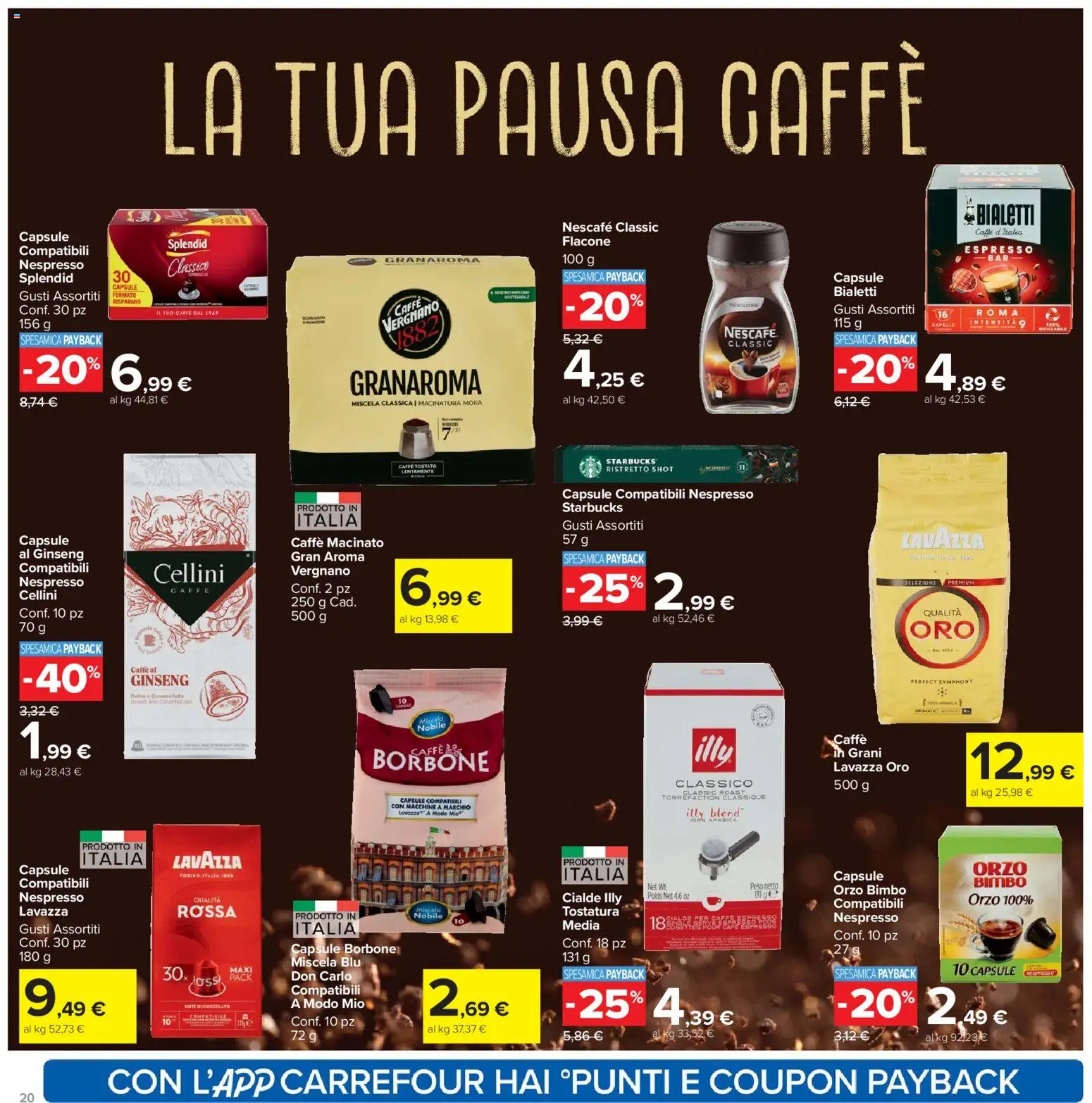 Volantino Carrefour del 02.12.2025 | Pagina: 20 | Prodotti: Caffè, Cioccolato, Caffè in grani, Lavazza