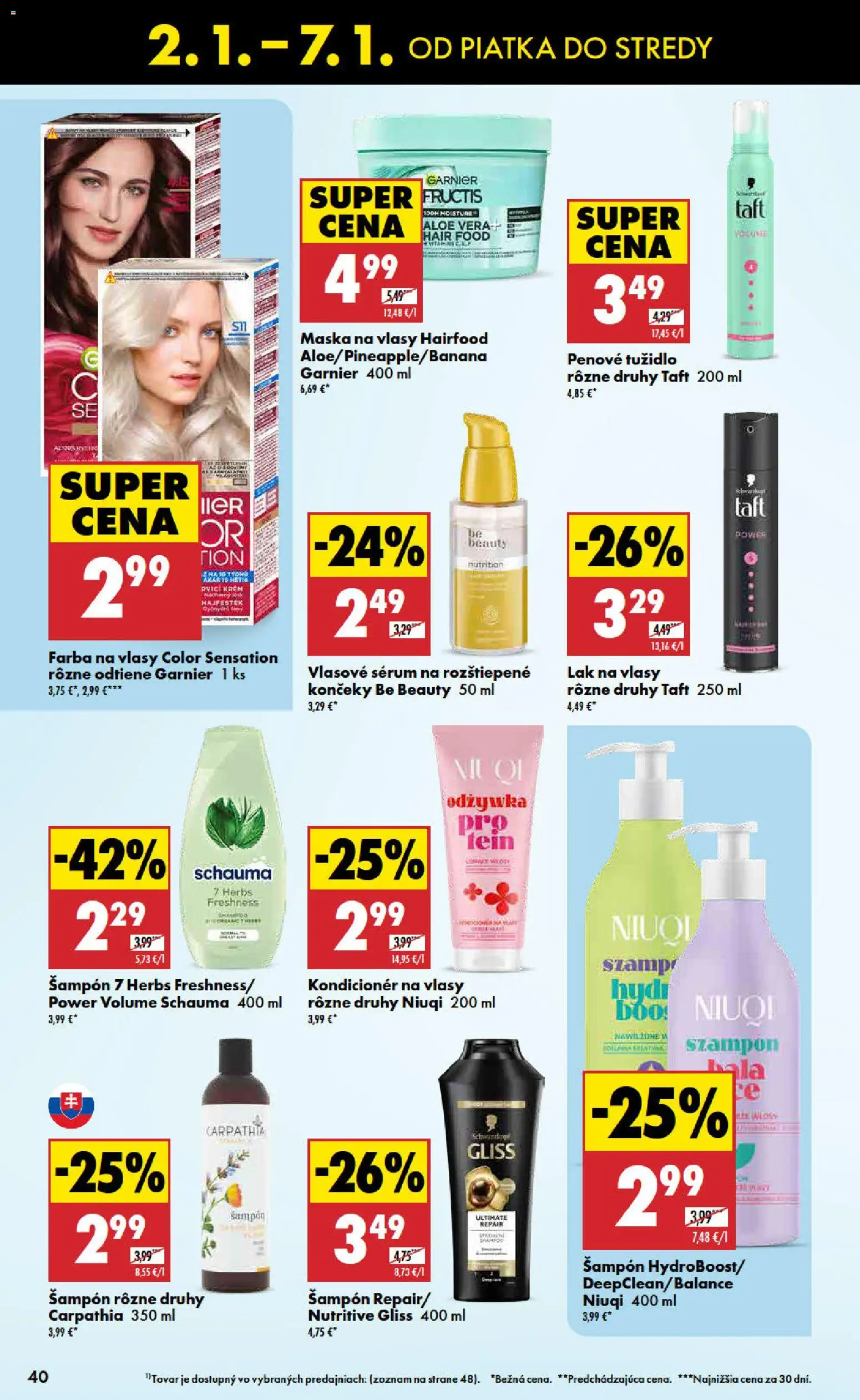 Nové Biedronka akcie – leták je platný od 02.01.2026 | Strana: 40 | Produkty: Kondicionér, Maska na vlasy, Lak na vlasy, Maska