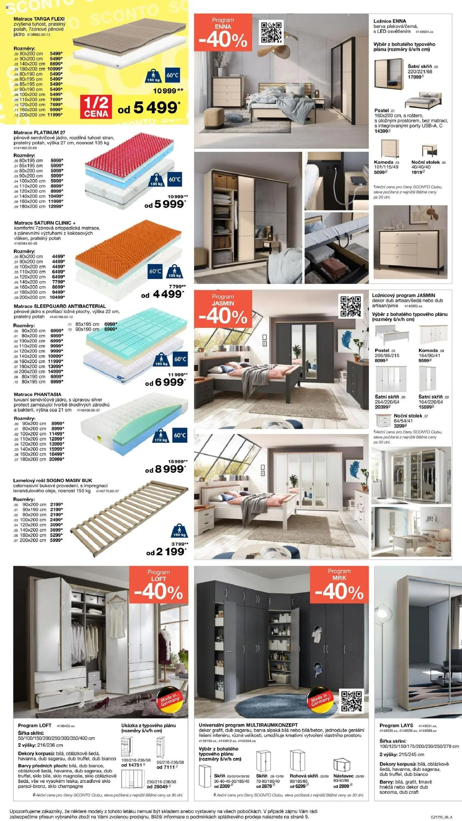 Sconto nábytek leták od 22.12.2025 | Strana: 6 | Produkty: Matrace, Noční stolek, Barvy, Skříň