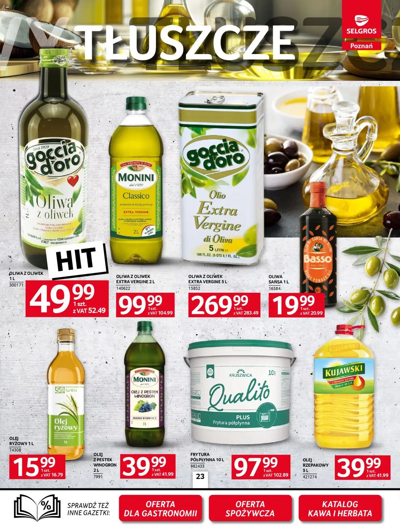 Selgros cash&carry Gazetka - Poznań oferta dla gastronomii od 09.10.2025 | Strona: 23 | Produkty: Frytura, Olej z pestek winogron, Kawa, Herbata