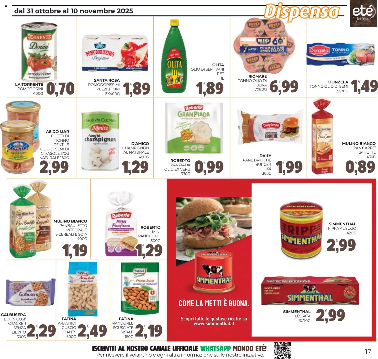 Volantino Eté del 31.10.2025 | Pagina: 17 | Prodotti: Pomodorini, Pane, Funghi, Sugo