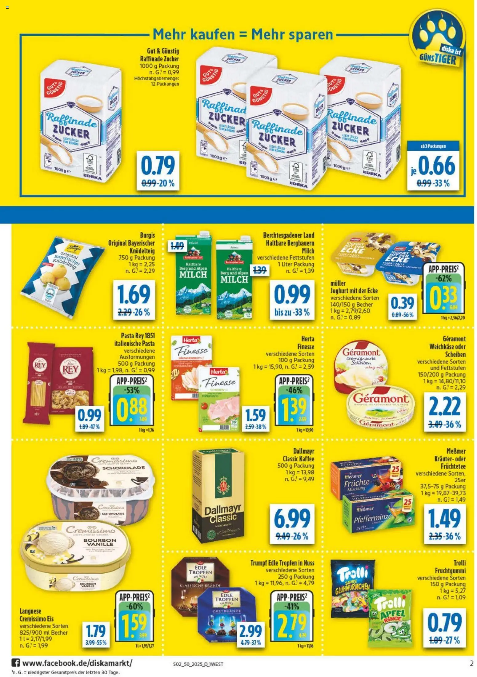 Diska - Diska Angebote Bayern KW50 – gültig ab 08.12.2025 | Seite: 2 | Produkte: Langnese, Cremissimo, Milch, Dallmayr