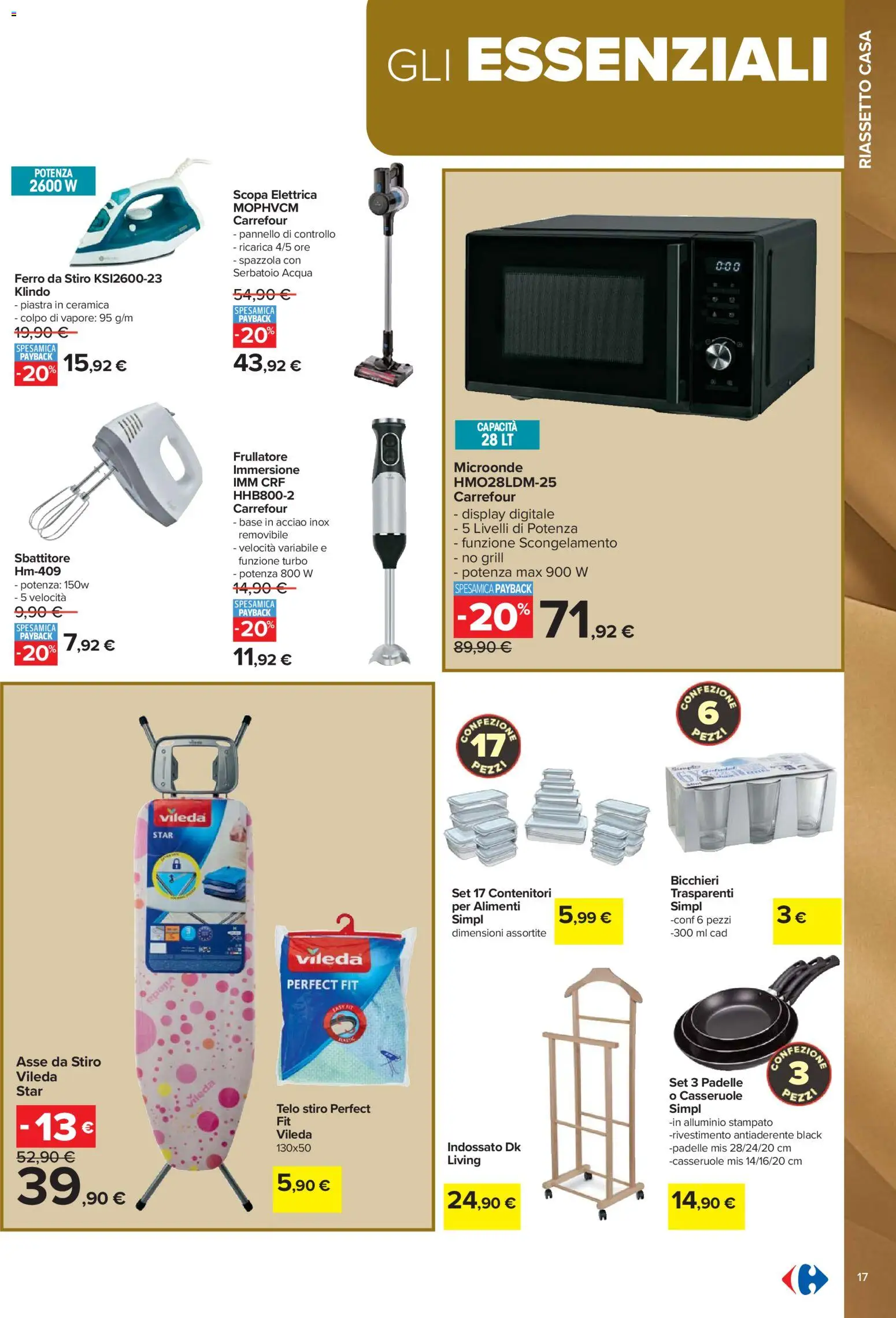 Volantino Carrefour del 27.12.2025 | Pagina: 17 | Prodotti: Spazzola, Microonde, Frullatore, Acqua