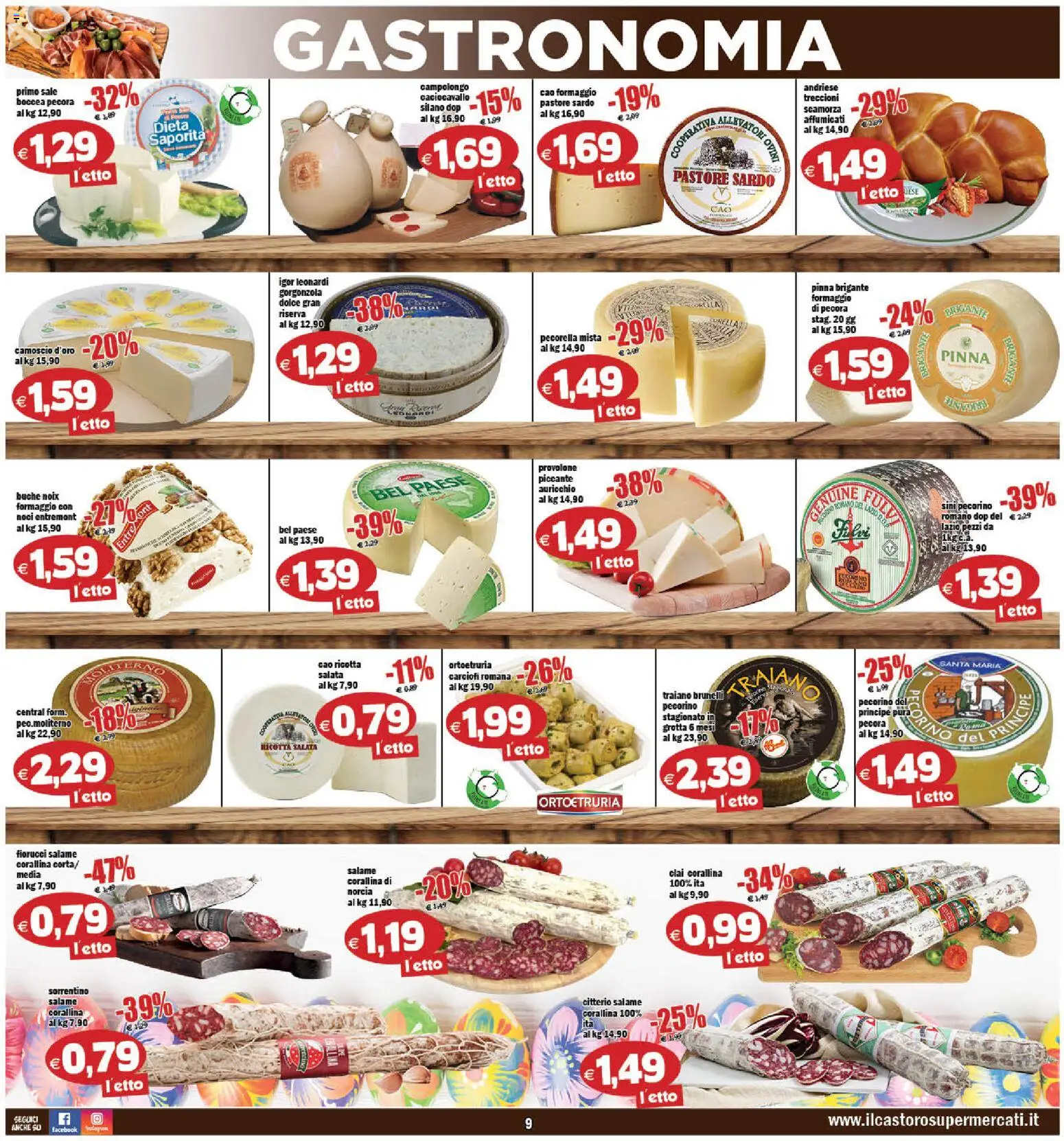 Volantino Il Castoro del 27.03.2026 | Pagina: 9 | Prodotti: Salame, Sale, Noci, Carciofi