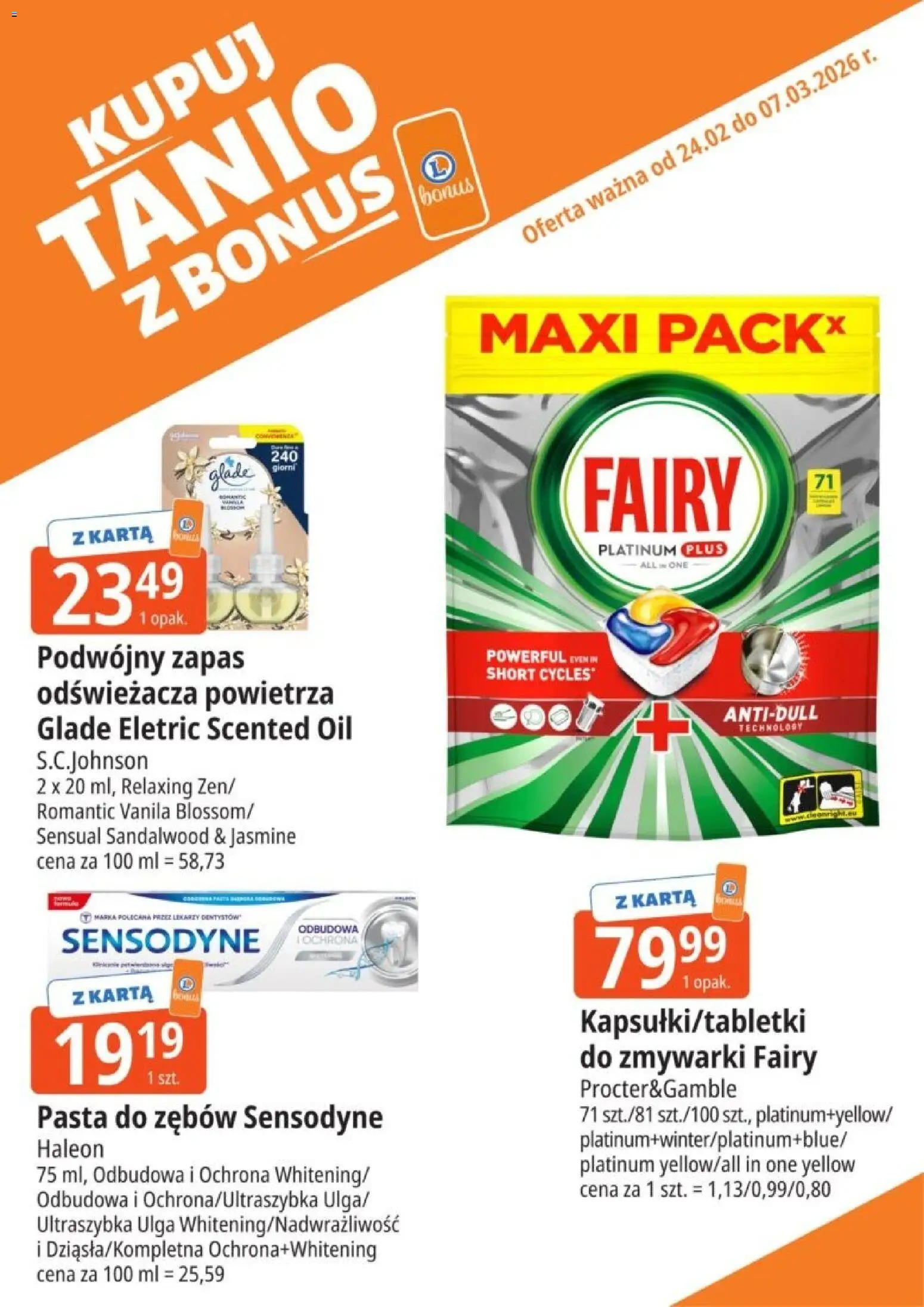 E.Leclerc Gazetka - Kupony dodatkowe od 24.02.2026 | Strona: 22 | Produkty: Karta, Fairy, Pasta do zębów