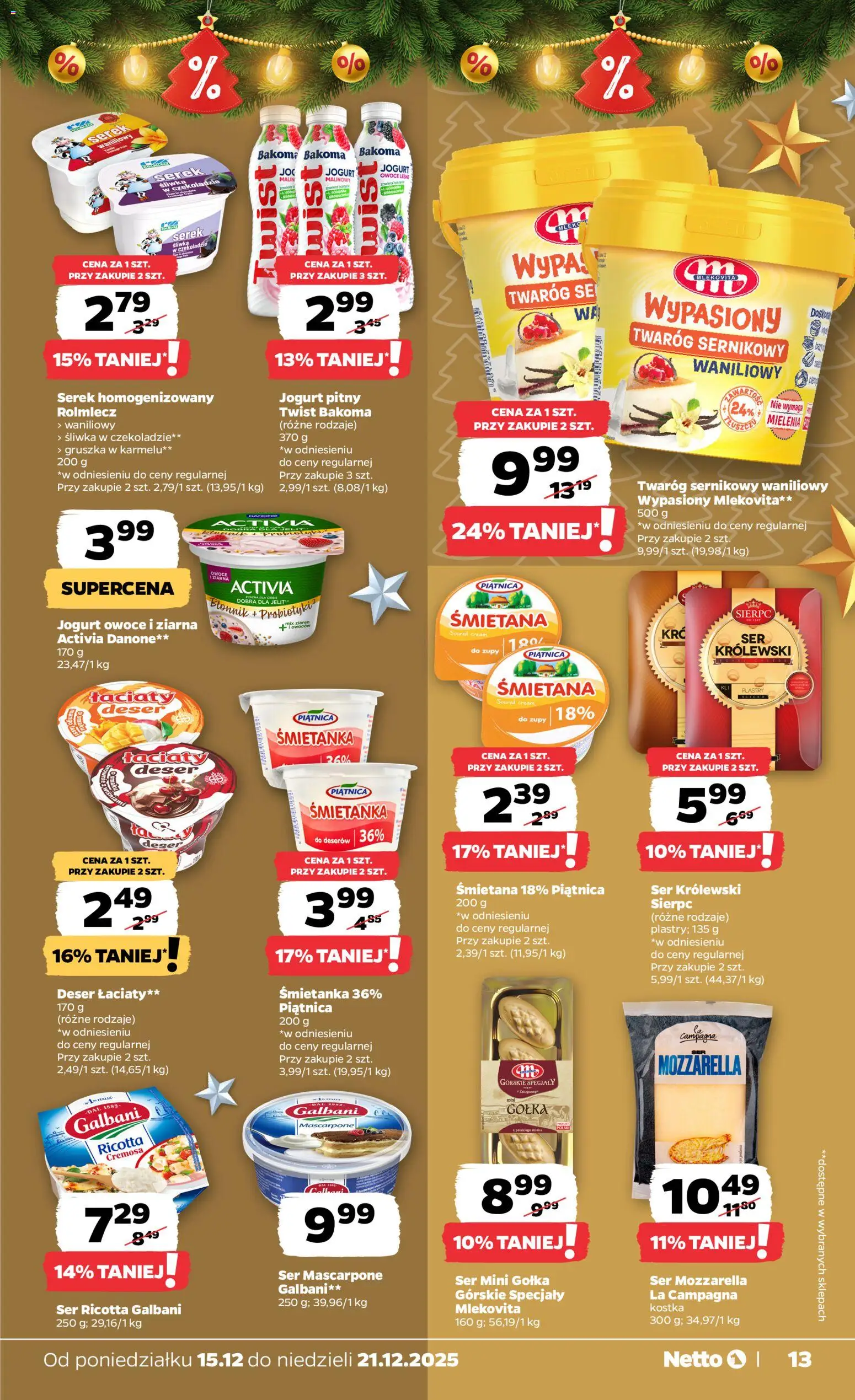 Netto gazetka - Spożywcza od 15.12.2025 | Strona: 13 | Produkty: Mascarpone, Ser, Twaróg, Owoce