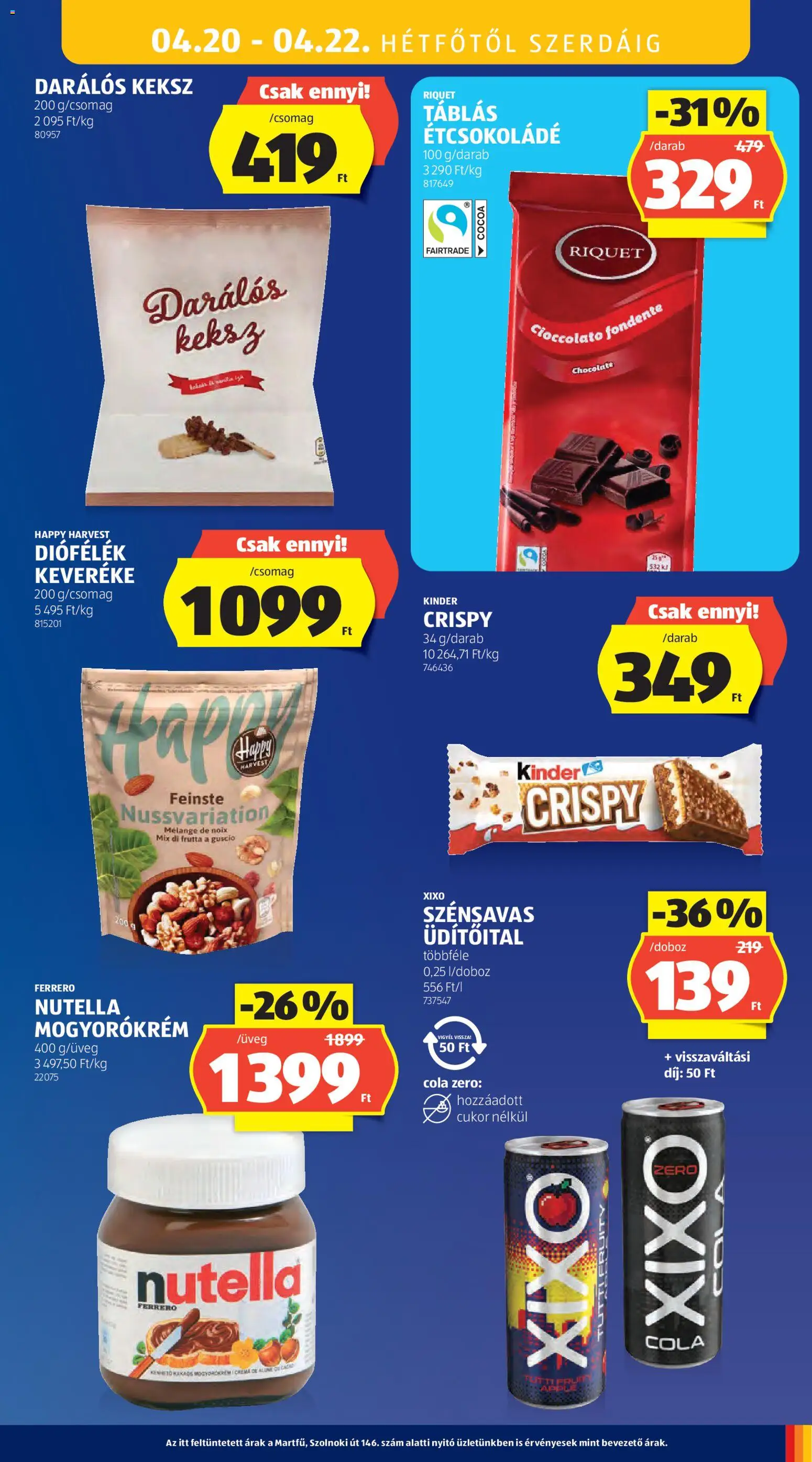 Aldi akciós ujság - amely érvényes a következő dátumtól: 16.04.2026 | Oldal: 41 | Termékek: Étcsokoládé, Mogyorókrém, Keksz, Cukor