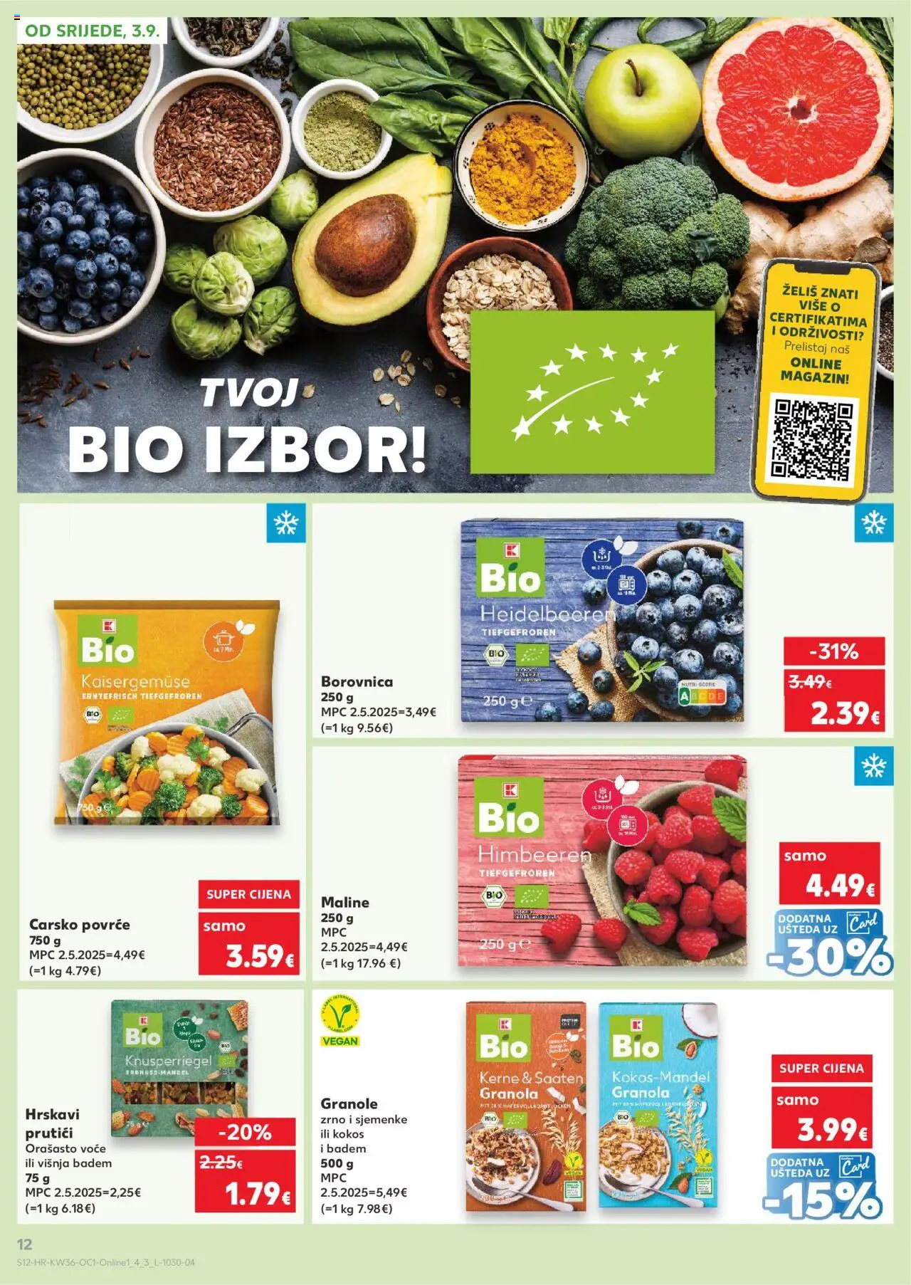 Kaufland katalog | vrijedi od 03.09.2025 | Stranica: 12 | Proizvodi: Povrće, Voće, Borovnica, Sjemenke
