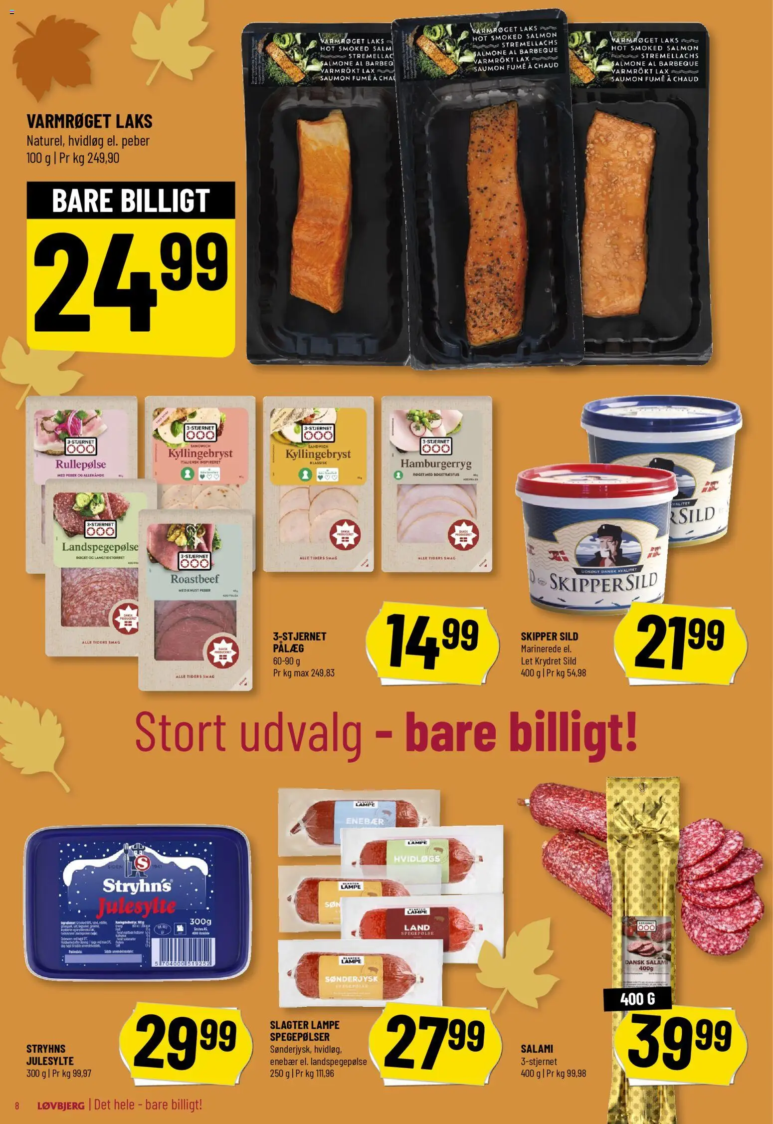 Løvbjerg tilbudsavis – gyldig fra 24.10.2025 | Side: 8 | Produkter: Rullepølse, Peber, Hamburgerryg, Roastbeef