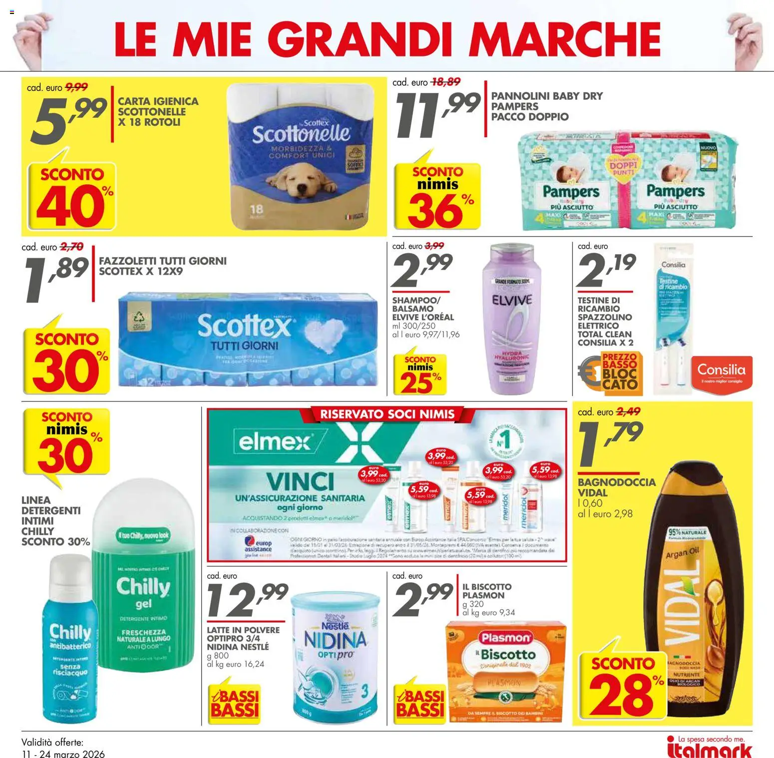 Volantino Italmark del 11.03.2026 | Pagina: 4 | Prodotti: Spazzolino, Detergente intimo, Intimo, Latte
