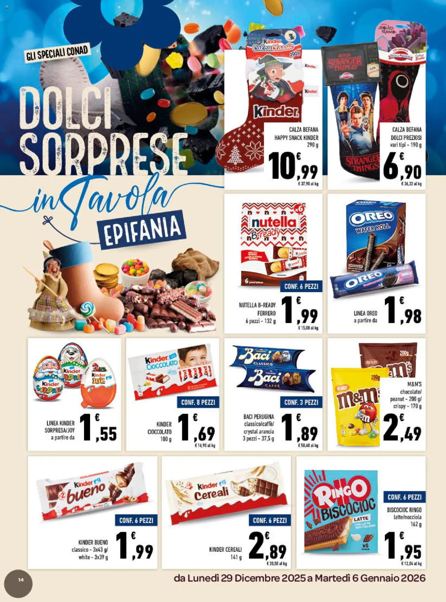 Volantino Conad del 29.12.2025 | Pagina: 14 | Prodotti: Cioccolato, Cereali, Latte, Nutella