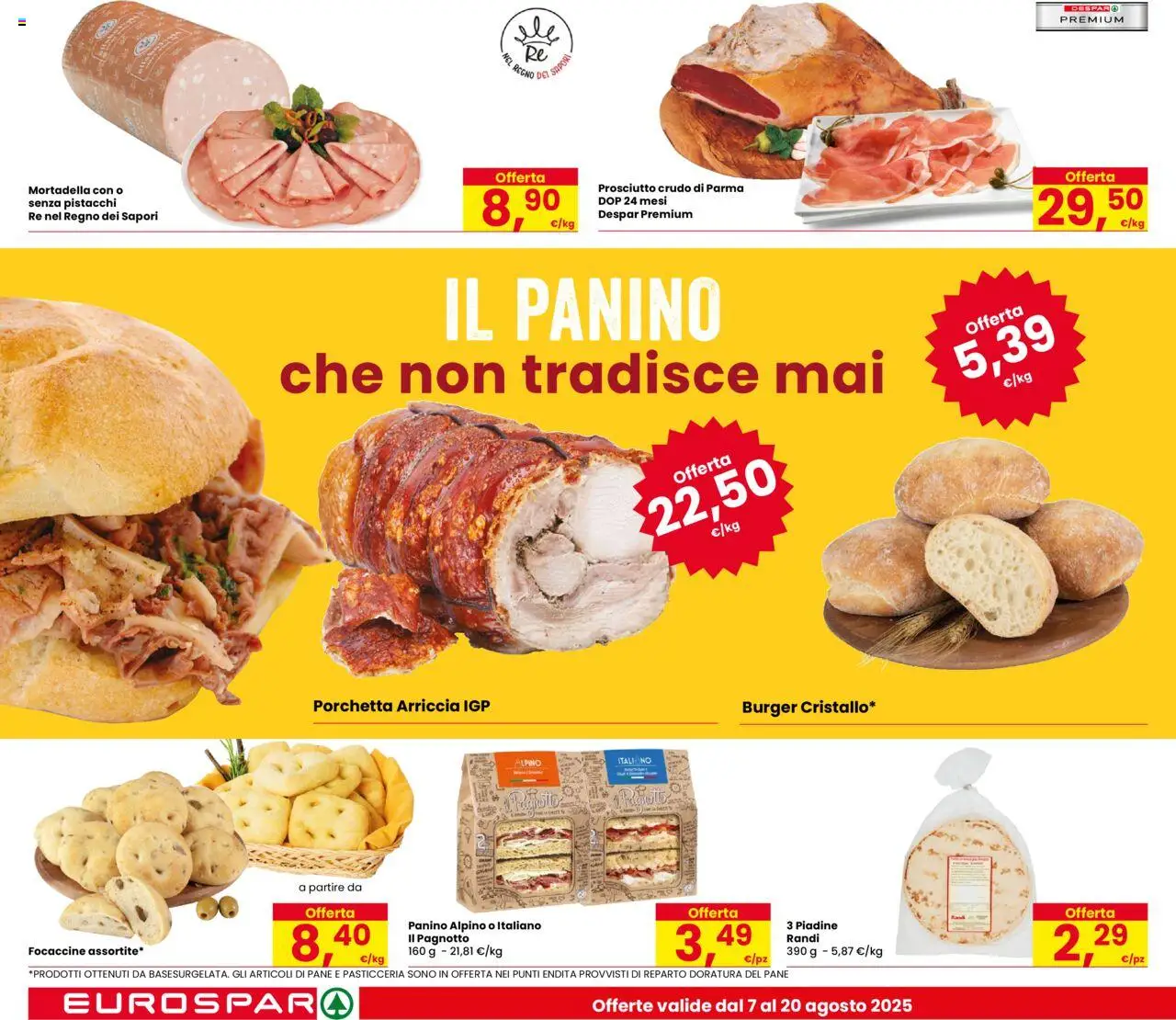 Volantino Despar del 07.08.2025 | Pagina: 8 | Prodotti: Prosciutto Crudo, Porchetta, Pane, Prosciutto