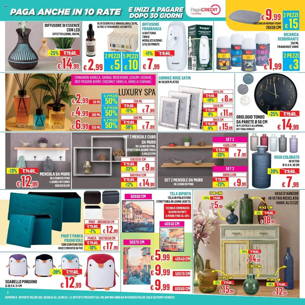 Volantino Satur del 28.08.2025 | Pagina: 2 | Prodotti: Panca, Olio, Mensola, Fragranza