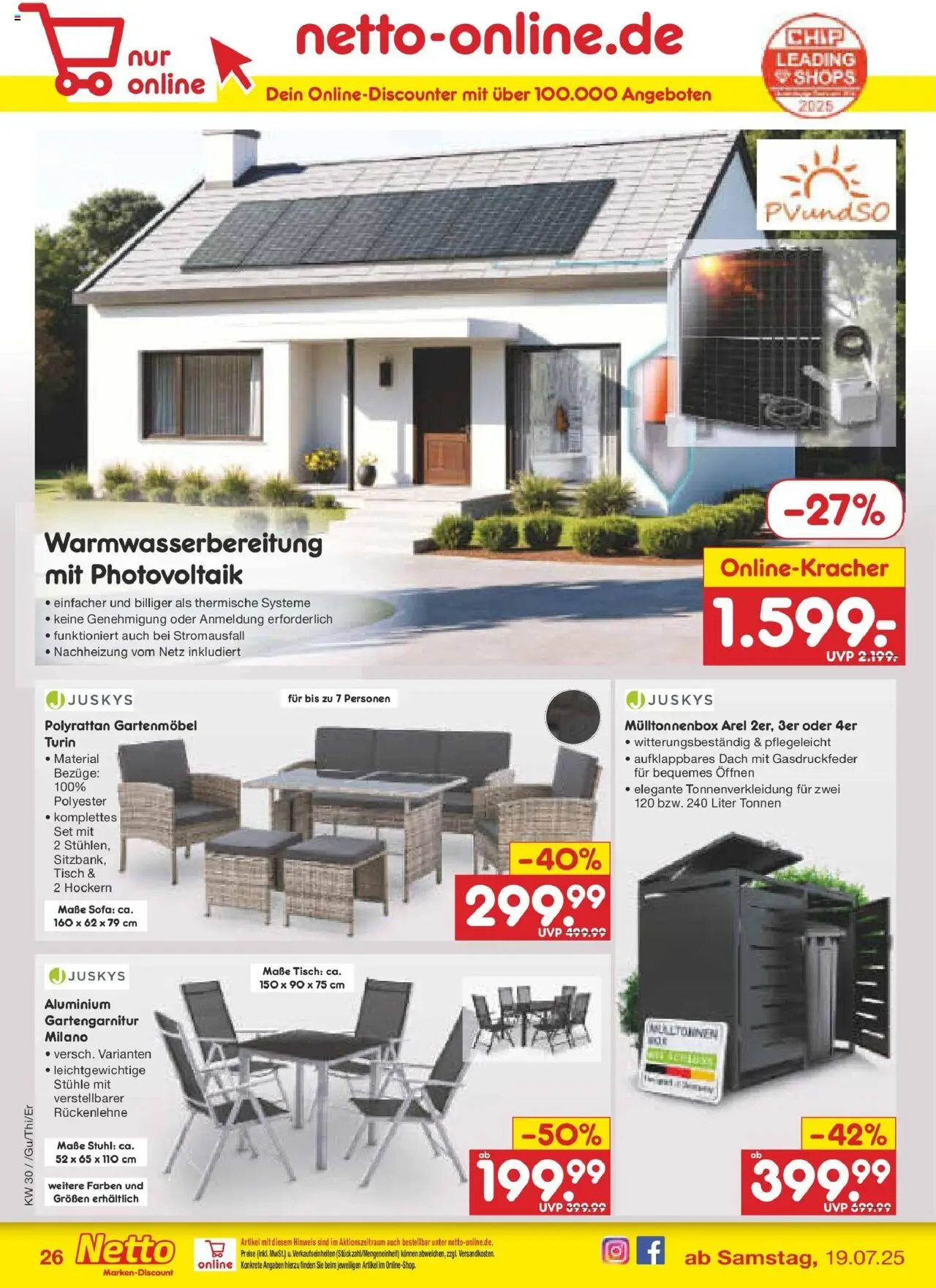 Netto Marken-Discount prospekt Jena-Lobeda	 - gültig ab dem 21.07.2025 | Seite: 38 | Produkte: Sofa, Tisch, Stuhl, Gartenmöbel