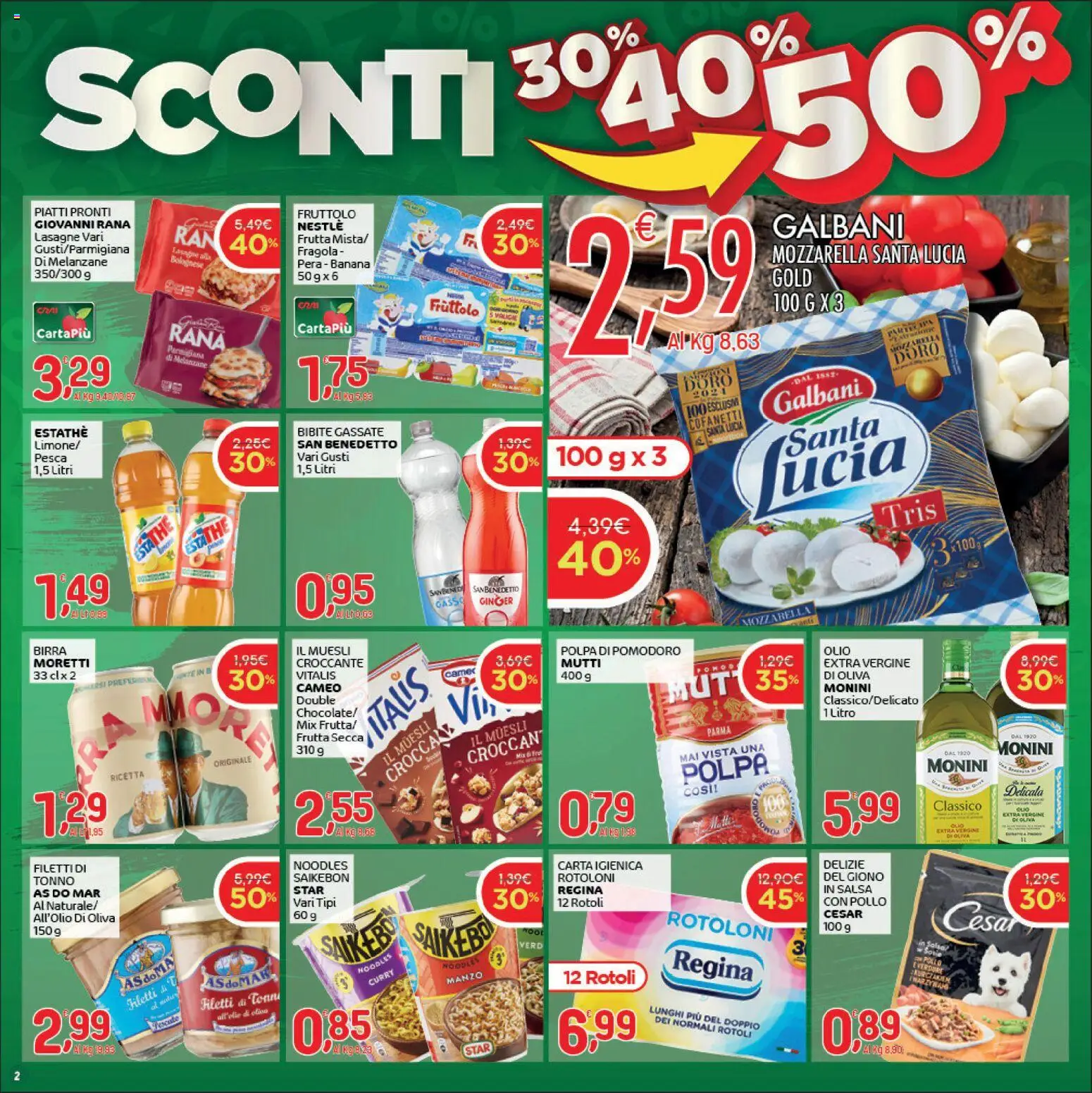 Volantino CRAI del 14.05.2026 | Pagina: 2 | Prodotti: Manzo, Mozzarella, Pesca, Tonno