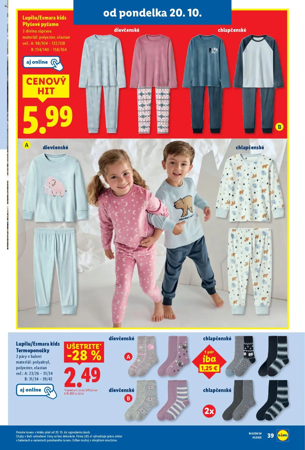 Nové Lidl akcie – leták je platný od 20.10.2025 | Strana: 55 | Produkty: Pyžamo