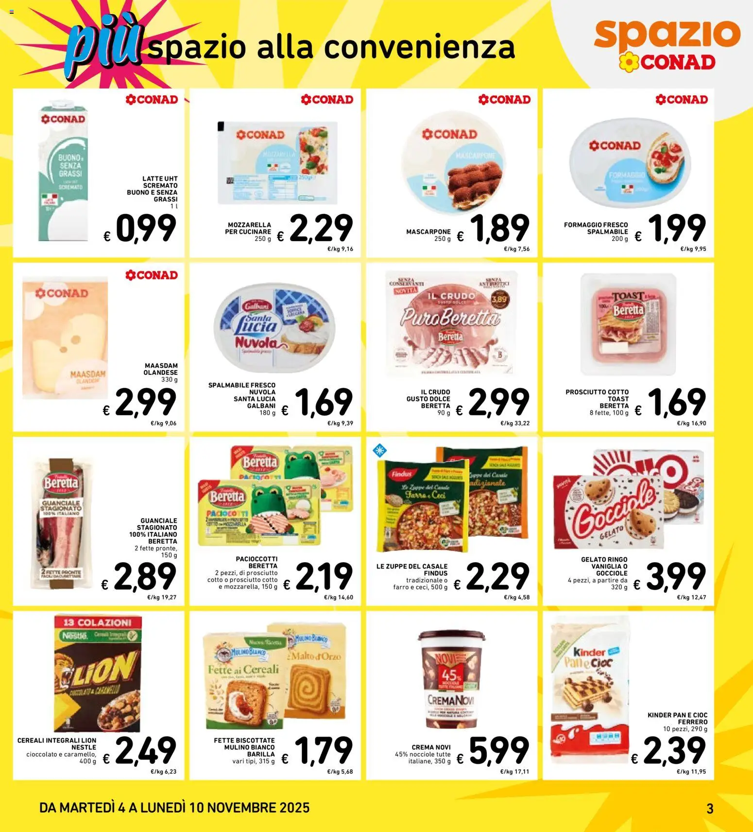 Volantino Spazio Conad del 28.10.2025 | Pagina: 30 | Prodotti: Crema, Cereali, Mozzarella, Nocciole