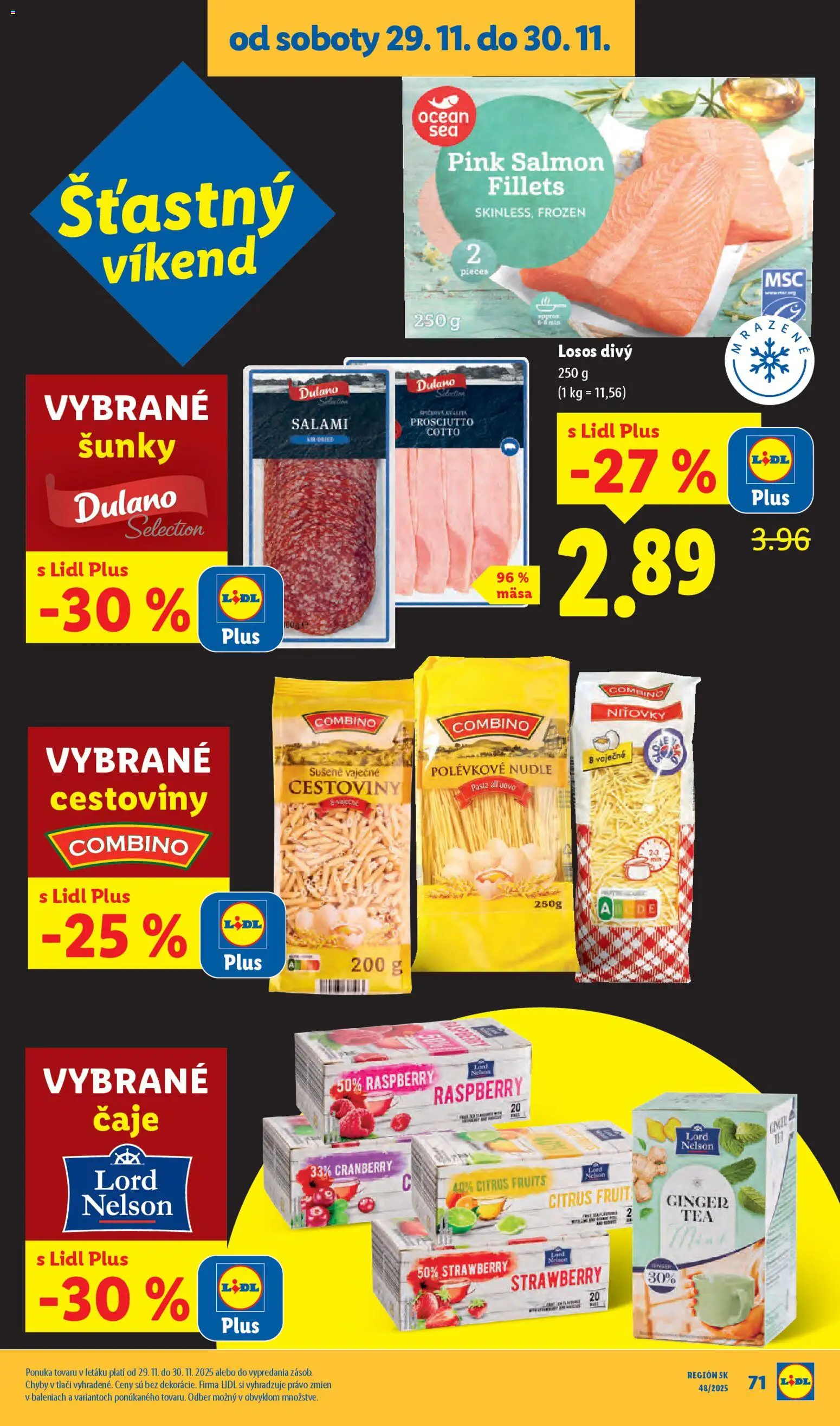 Nové Lidl akcie – leták je platný od 24.11.2025 | Strana: 87 | Produkty: Cestoviny, Losos