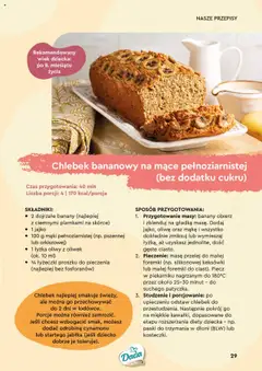 Chlebek bananowy na mące pełnoziarnistej (bez dodatku cukru), Banana bread on wholemeal flour (without added sugar) od 28.07.2025 | Strona: 29 | Produkty: Chlebek bananowy, Jabłka, Banany