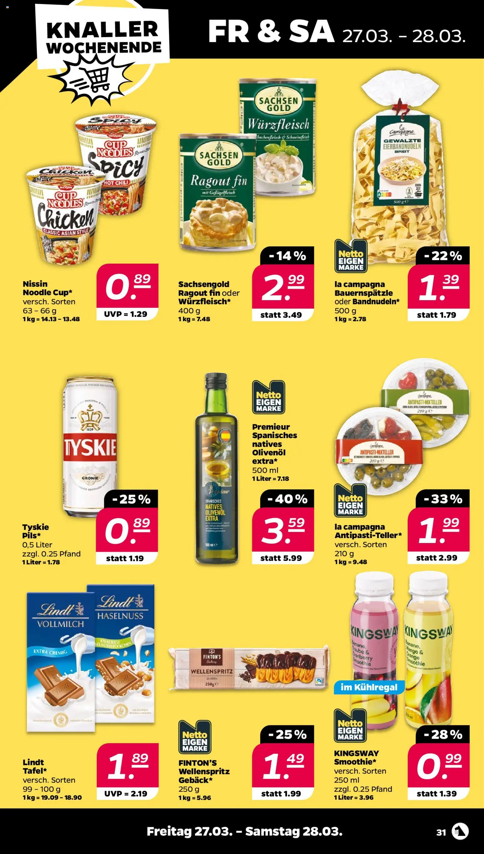 Netto Prospekt 	 – gültig ab 23.03.2026 | Seite: 37 | Produkte: Tyskie, Mango, Schweinefleisch, Fleisch