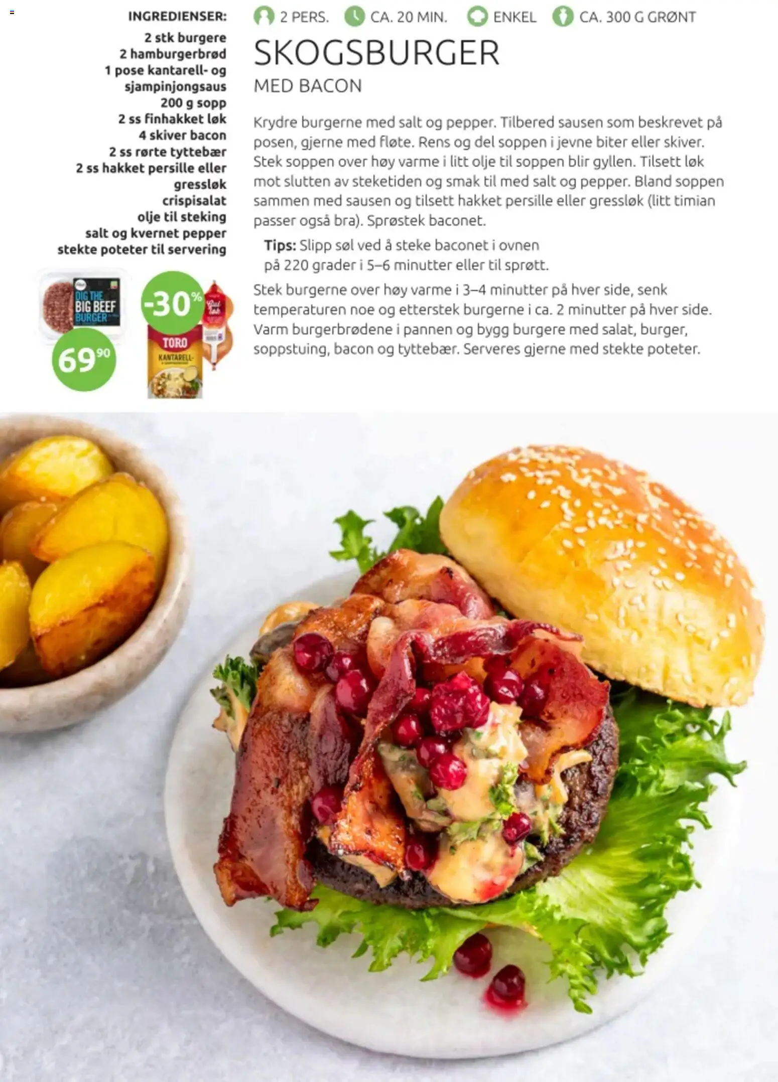 {H1} | Side: 10 | Produkter: Tyttebær, Løk, Hamburgerbrød, Суміш дитяча