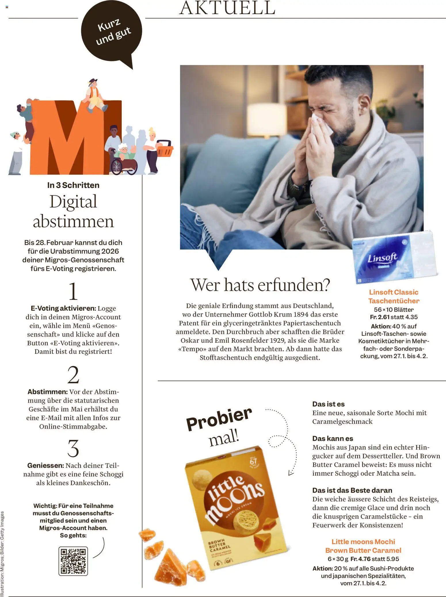 Migros Magazin – gültig ab 27.01.2026 | Seite: 13 | Produkte: Glace, Butter, Bilder