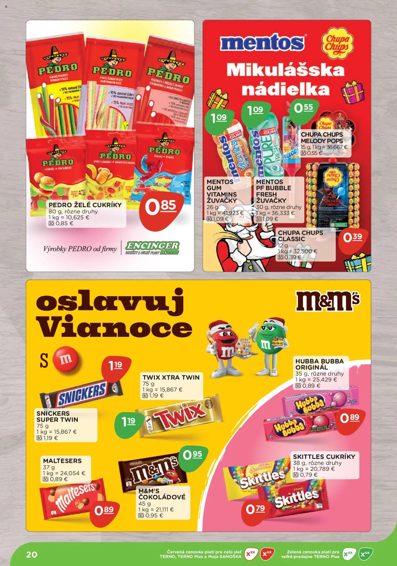 Nové Terno akcie – leták je platný od 10.11.2025 | Strana: 20 | Produkty: Cukríky