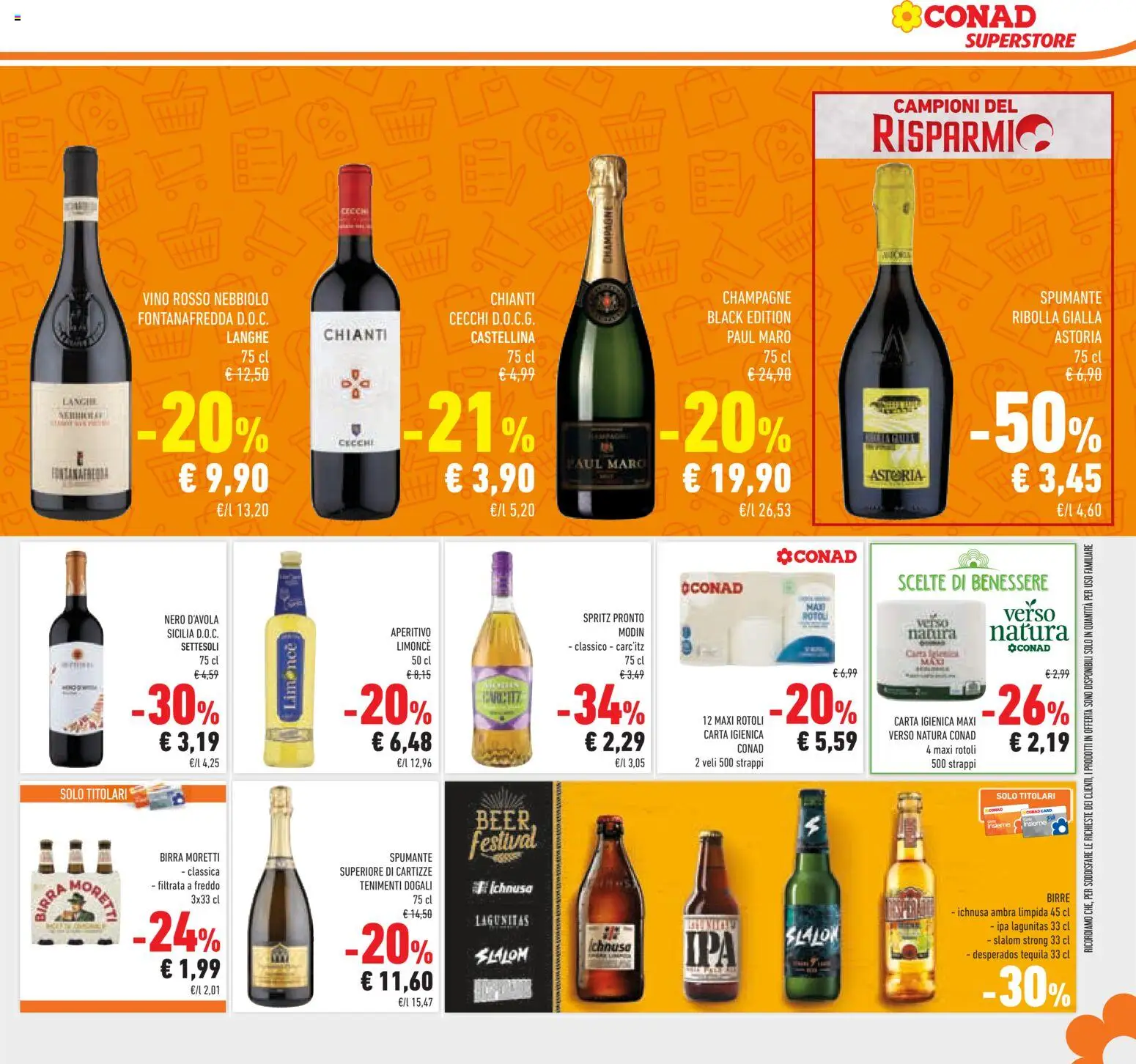 Volantino Conad del 19.11.2025 | Pagina: 29 | Prodotti: Carta igienica, Birra, Spumante, Aperitivo