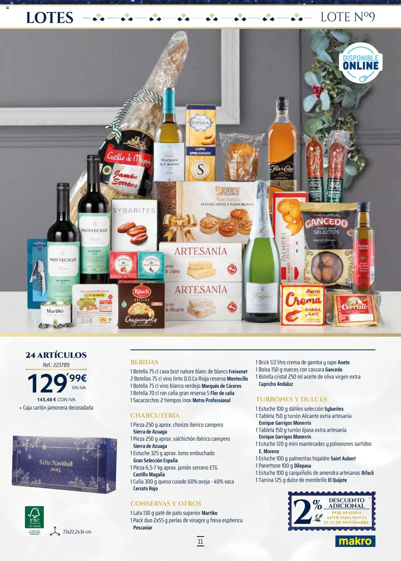 Makro - Lotes y cestas Cataluña y Sur 2 │ válido desde el 04.10.2025 | Página: 11 | Productos: Jamón serrano, Aceite de oliva virgen extra, Caja, Gamba