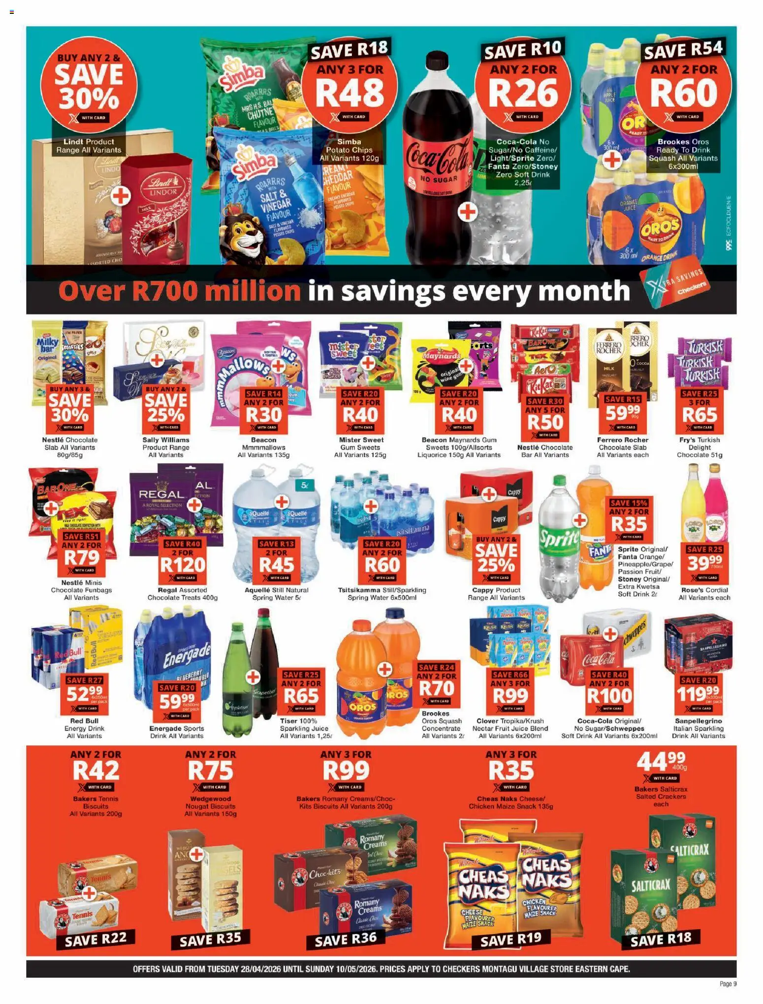New Checkers catalogue – valid from 28.04.2026 | Page: 9 | Products: Cheese, Biscuits, Wine, Sugar