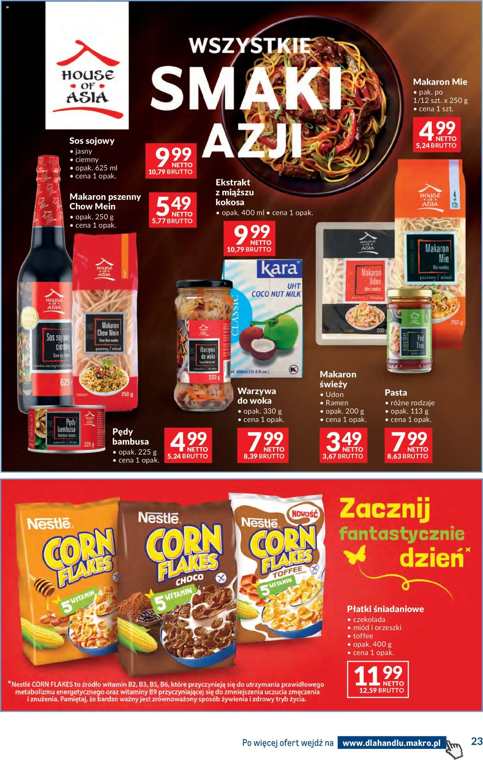 Makro Gazetka - Dystrybucja do sklepów od 09.12.2025 | Strona: 23 | Produkty: Sos sojowy, Makaron, Warzywa, Corn Flakes
