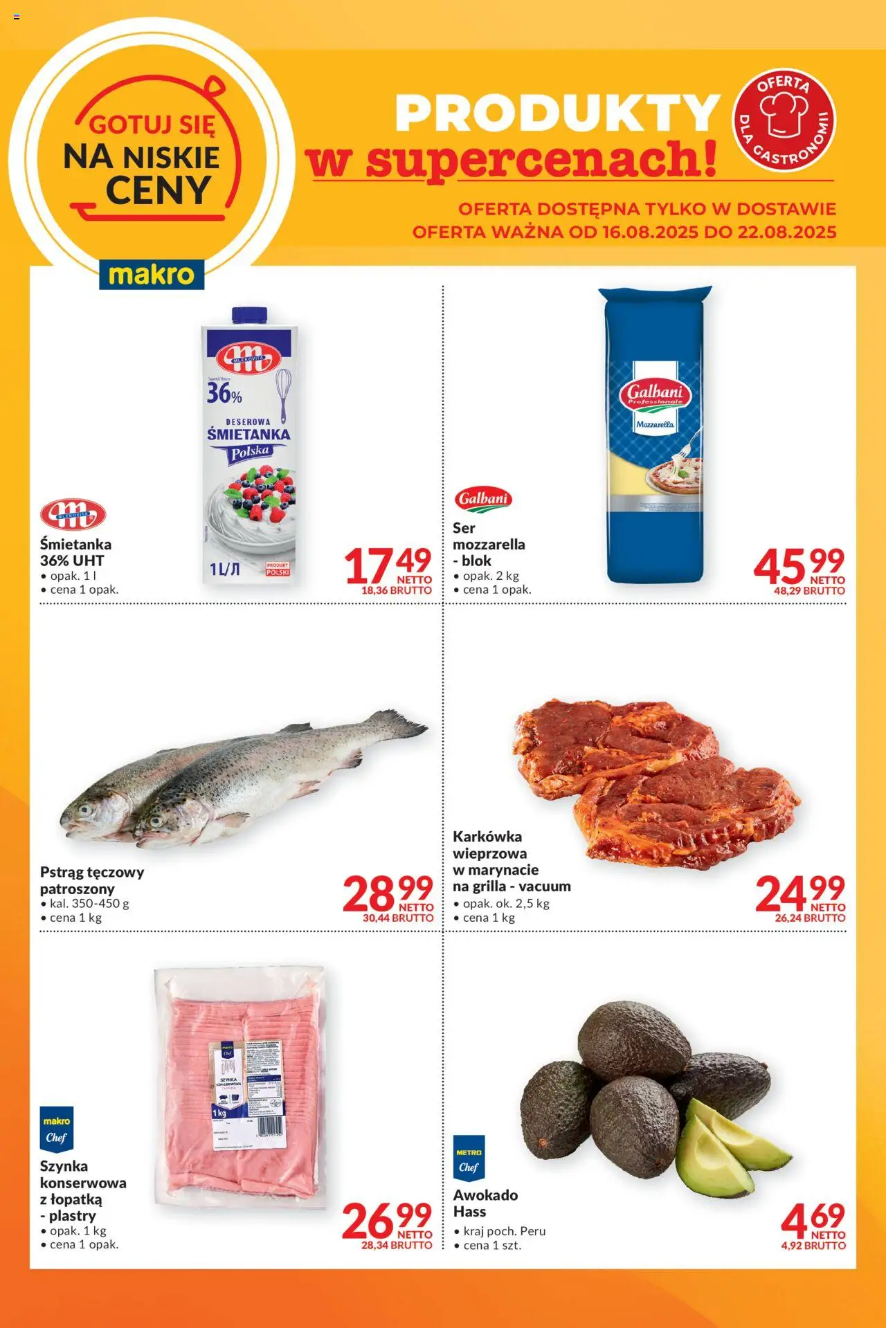 Makro Gazetka - Gotuj się na niskie ceny w dostawie od 16.08.2025 | Strona: 2 | Produkty: Karkówka, Pstrąg tęczowy, Karkówka wieprzowa, Mozzarella