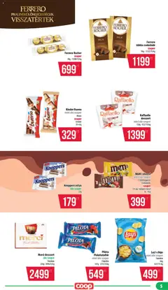 COOP - Mini & Abc & Szuper / Nyírzem - amely érvényes a következő dátumtól: 24.10.2025 | Oldal: 5 | Termékek: Chips, Raffaello, Ferrero rocher, Csokoládé