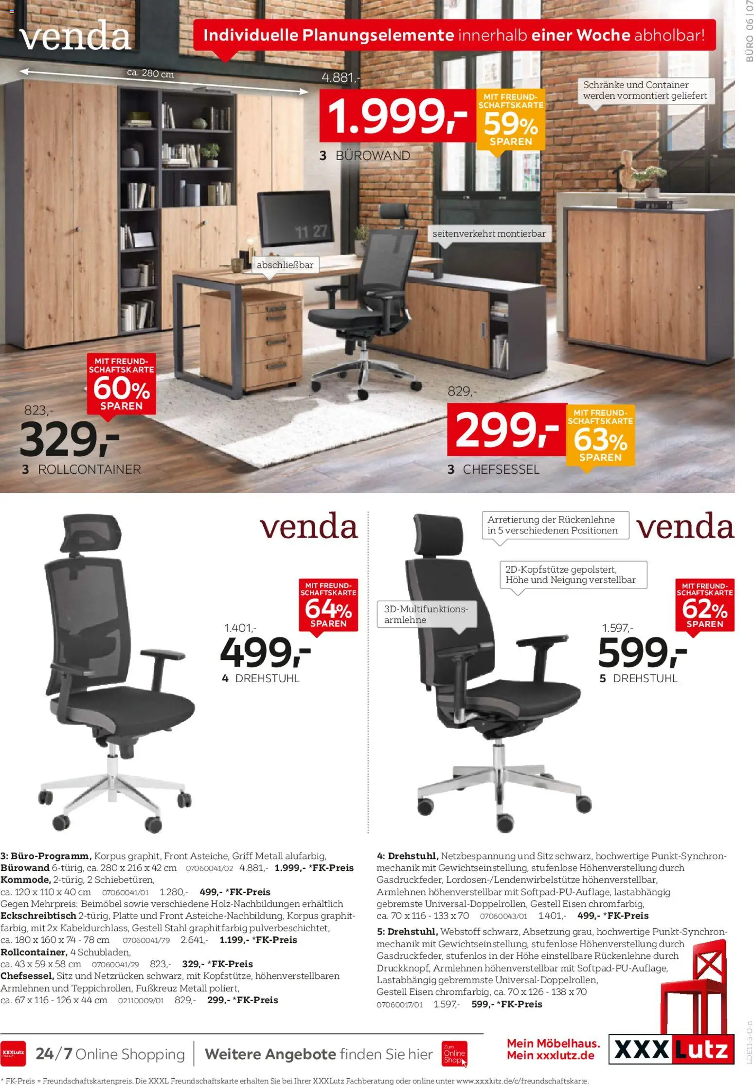 XXXL Lutz Büro Spezial – gültig ab 26.10.2025 | Seite: 7 | Produkte: Chefsessel, Rollcontainer
