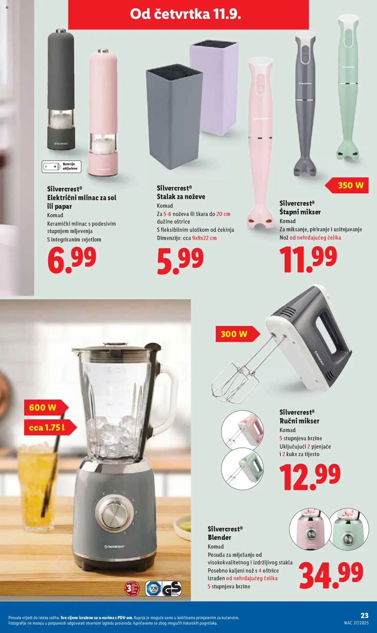 Lidl katalog | vrijedi od 11.09.2025 | Stranica: 23 | Proizvodi: Štapni mikser, Nož, Papar, Blender