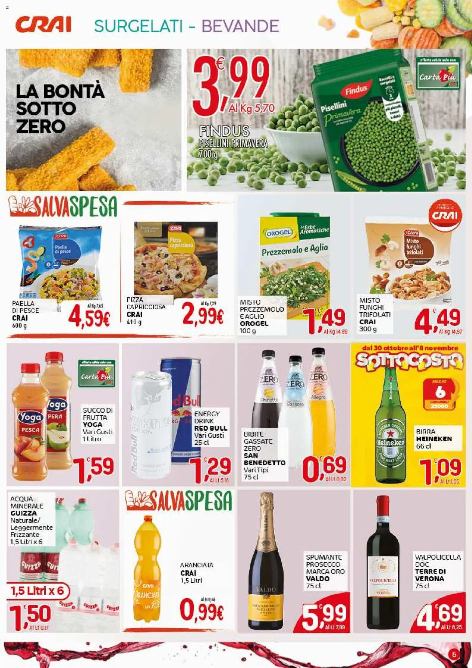 Volantino CRAI del 30.10.2025 | Pagina: 5 | Prodotti: Birra, Frutta, Pesca, Acqua minerale