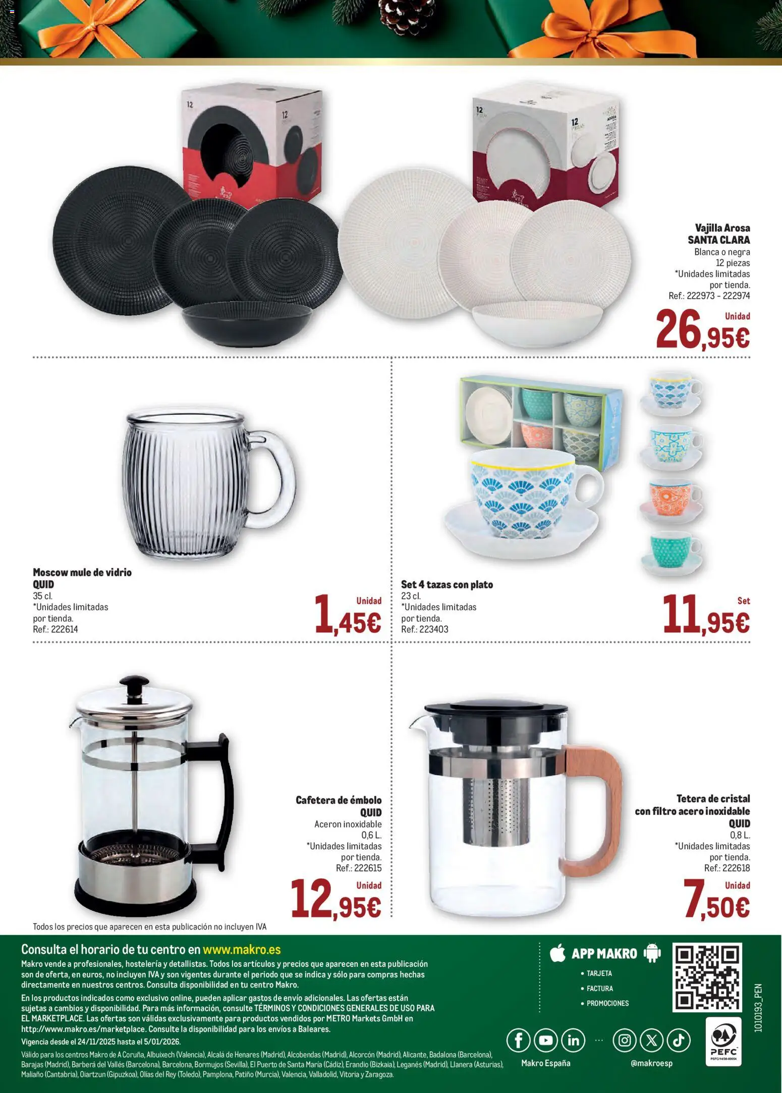 Makro - Ideas Regalos Península │ válido desde el 24.11.2025 | Página: 16 | Productos: Tetera, Βρεφικό κρεβάτι, Cafetera