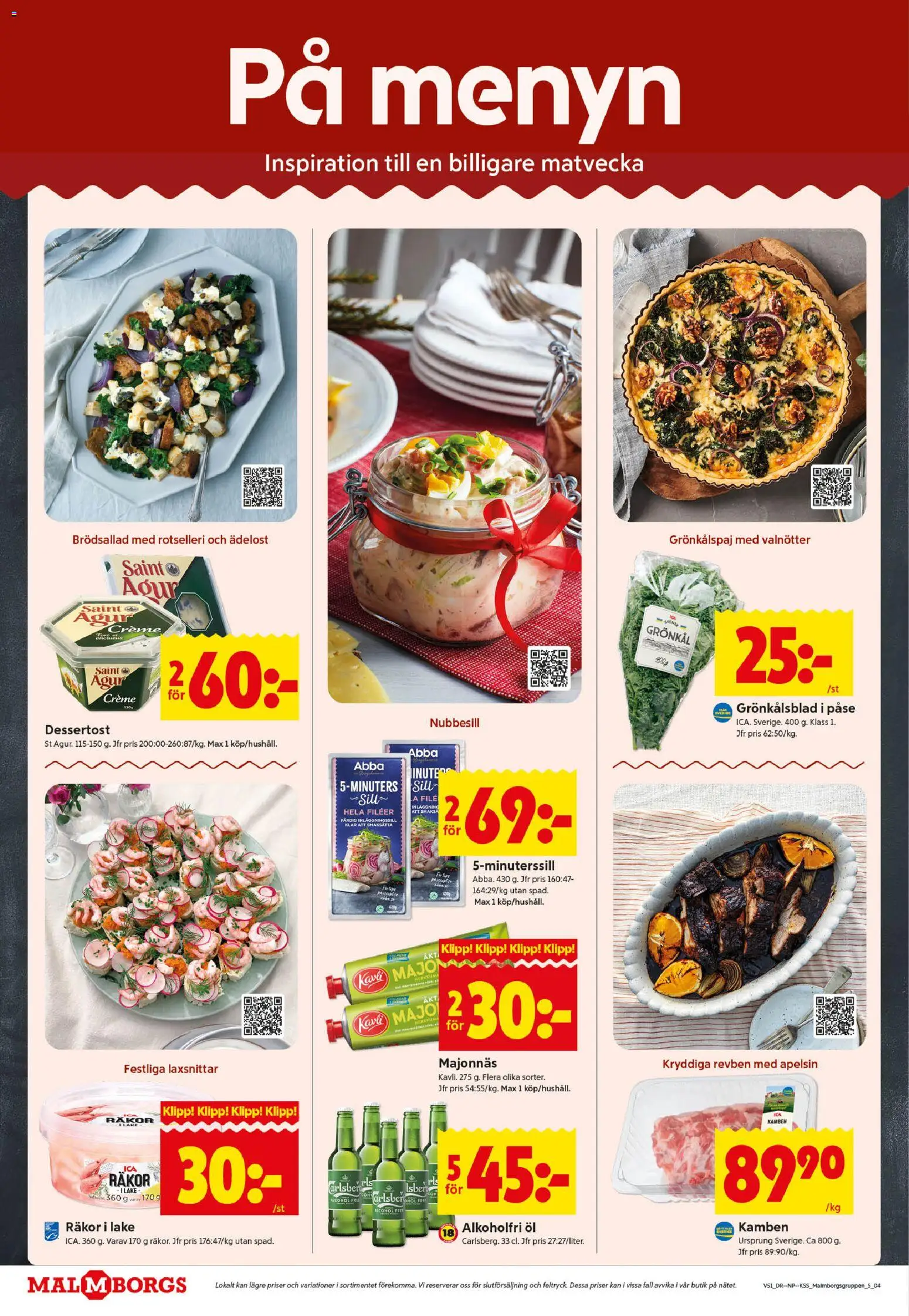 ICA Kvantum reklamblad aktuell från 15.12.2025 | Sida: 4 | Produkter: Sill, Räkor, Majonnäs, Öl