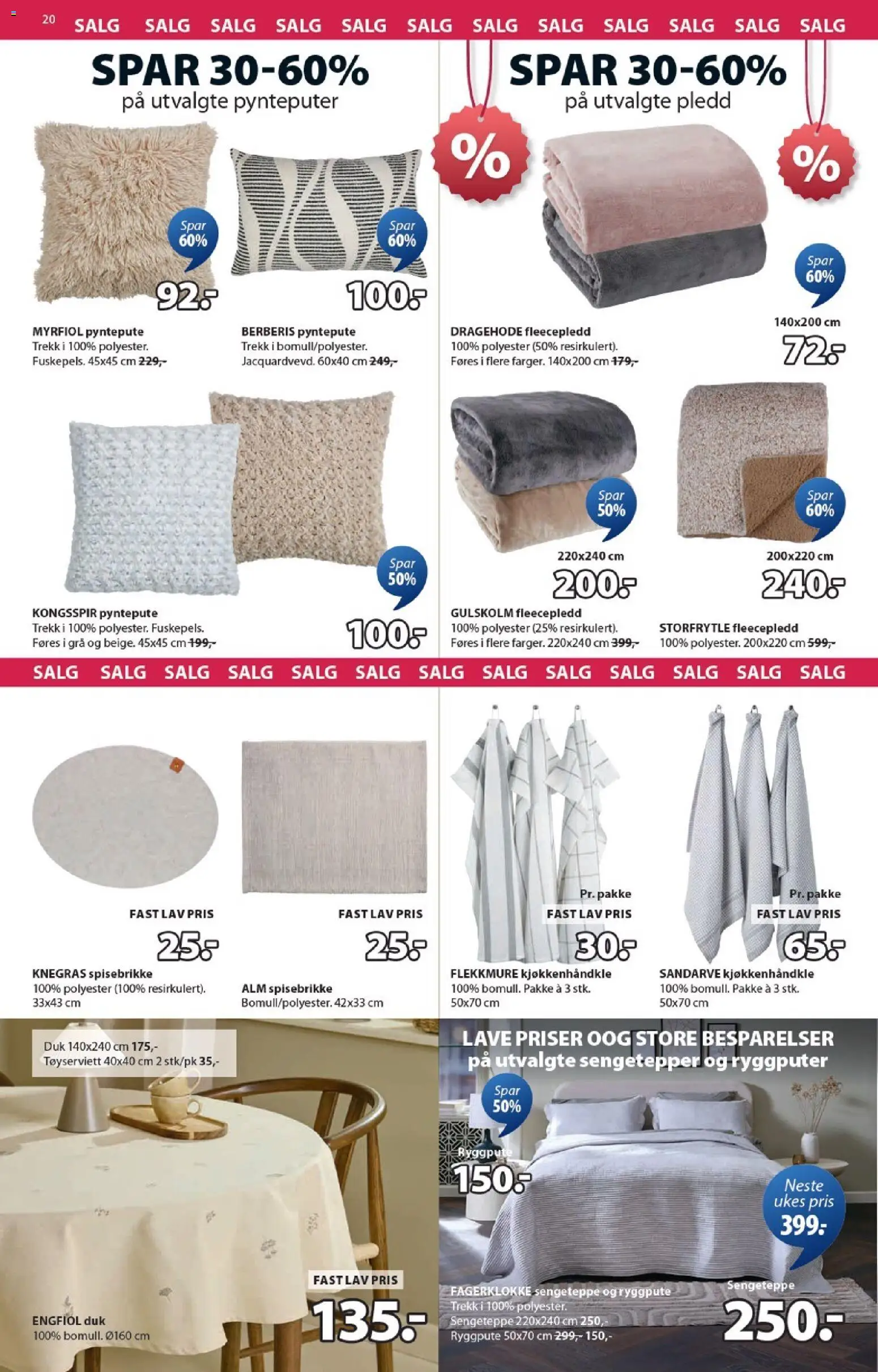 {H1} | Side: 20 | Produkter: Sengeteppe, Pledd, Pyntepute