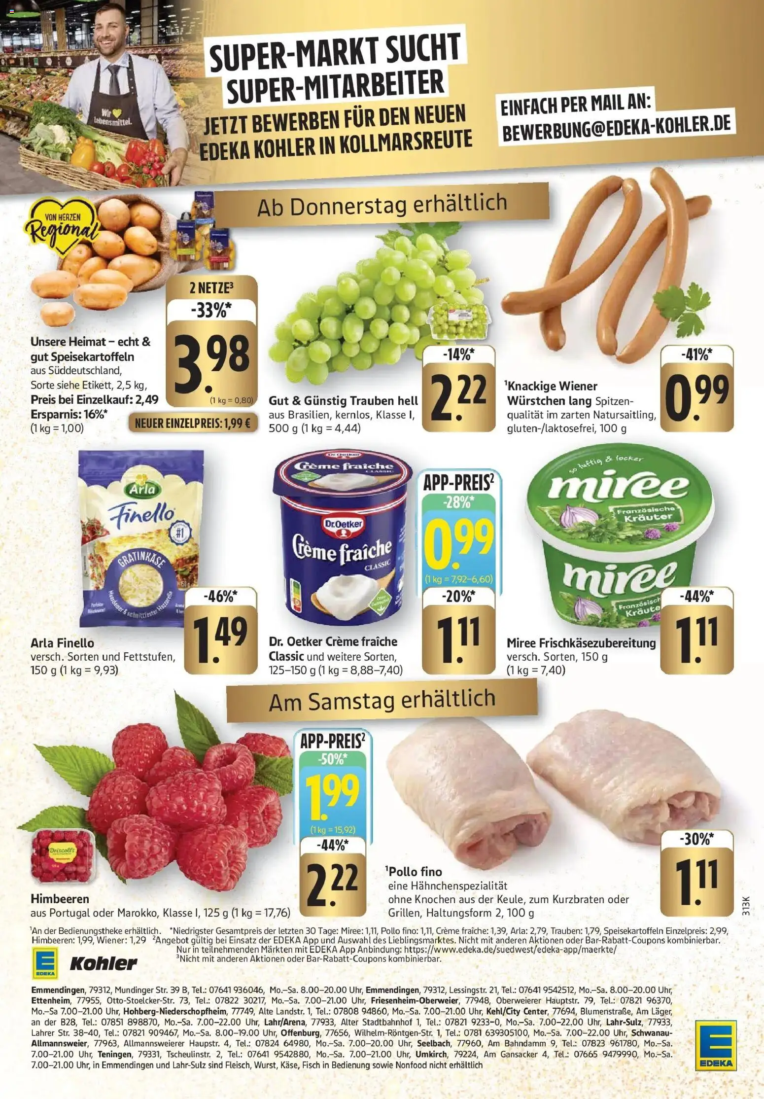 Edeka prospekt Emmendingen	 – gültig ab 15.12.2025 | Seite: 35 | Produkte: Himbeeren, Wiener wurstchen, Trauben, Creme