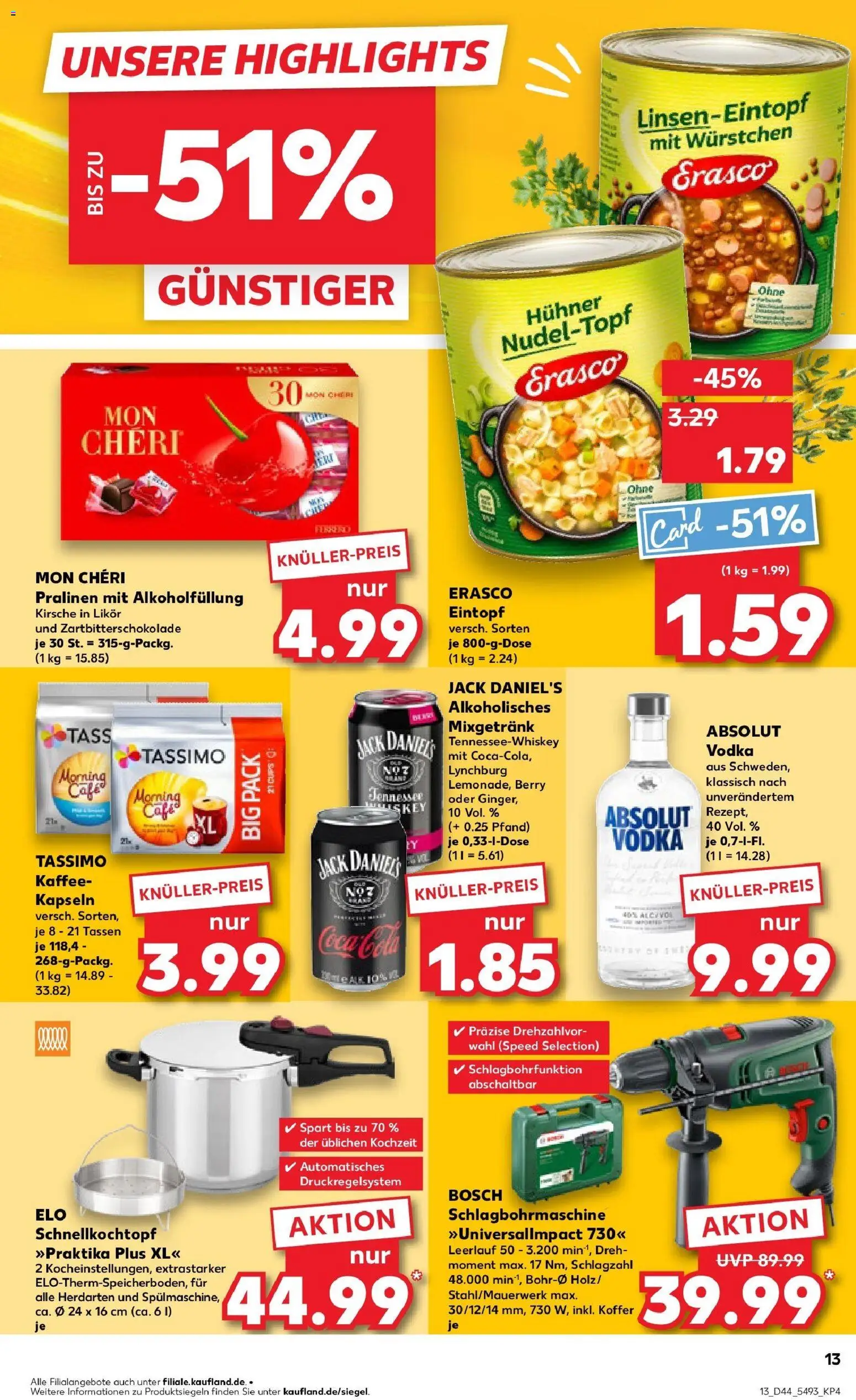 Kaufland prospekt Leonberg	 – gültig ab 30.10.2025 | Seite: 13 | Produkte: Likör, Vodka, Erasco, Tassimo