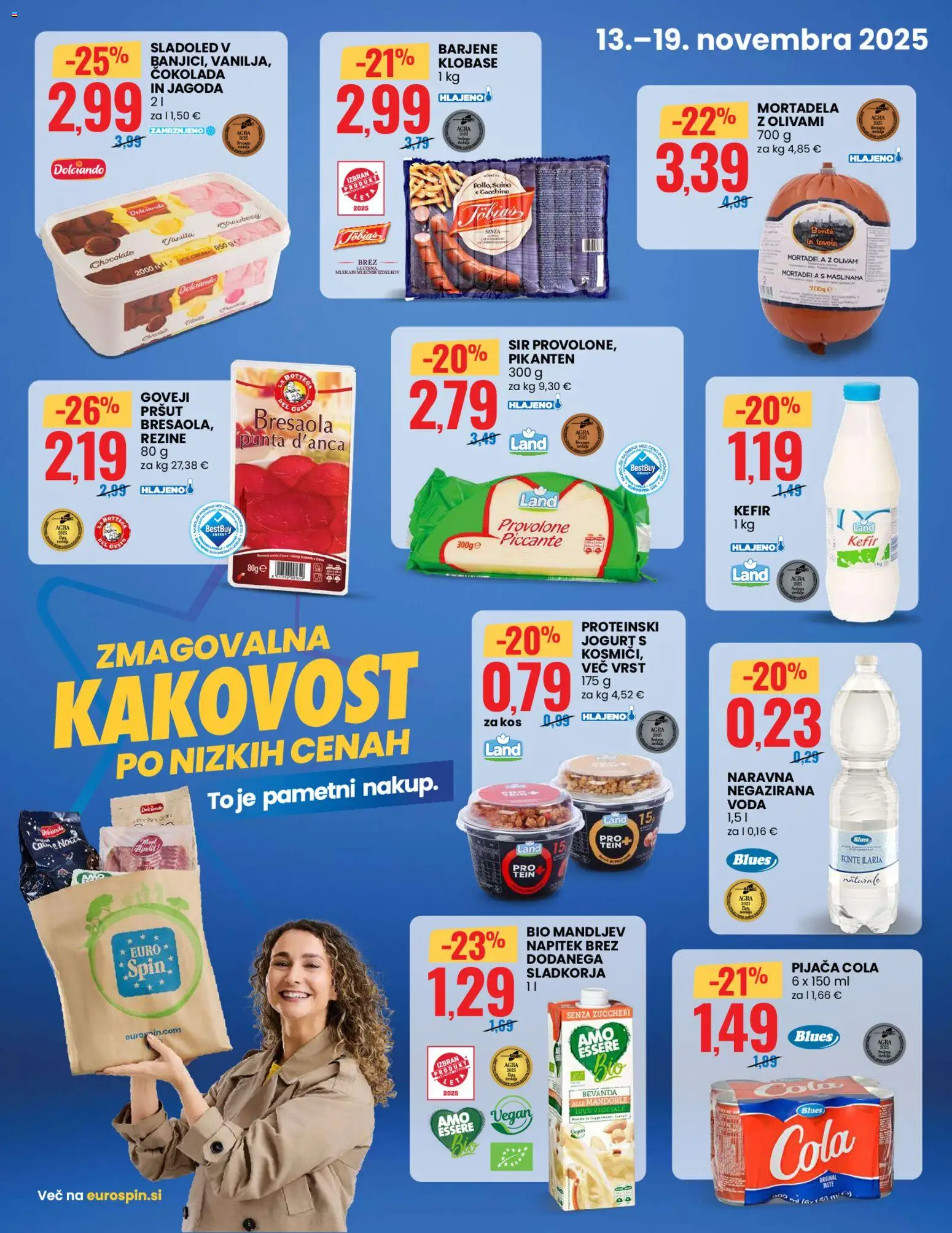 Novi Eurospin katalog ponudbe – veljaven od 13.11.2025 | Stran: 4 | Izdelki: Mortadela, Kos, Sir, Sladoled
