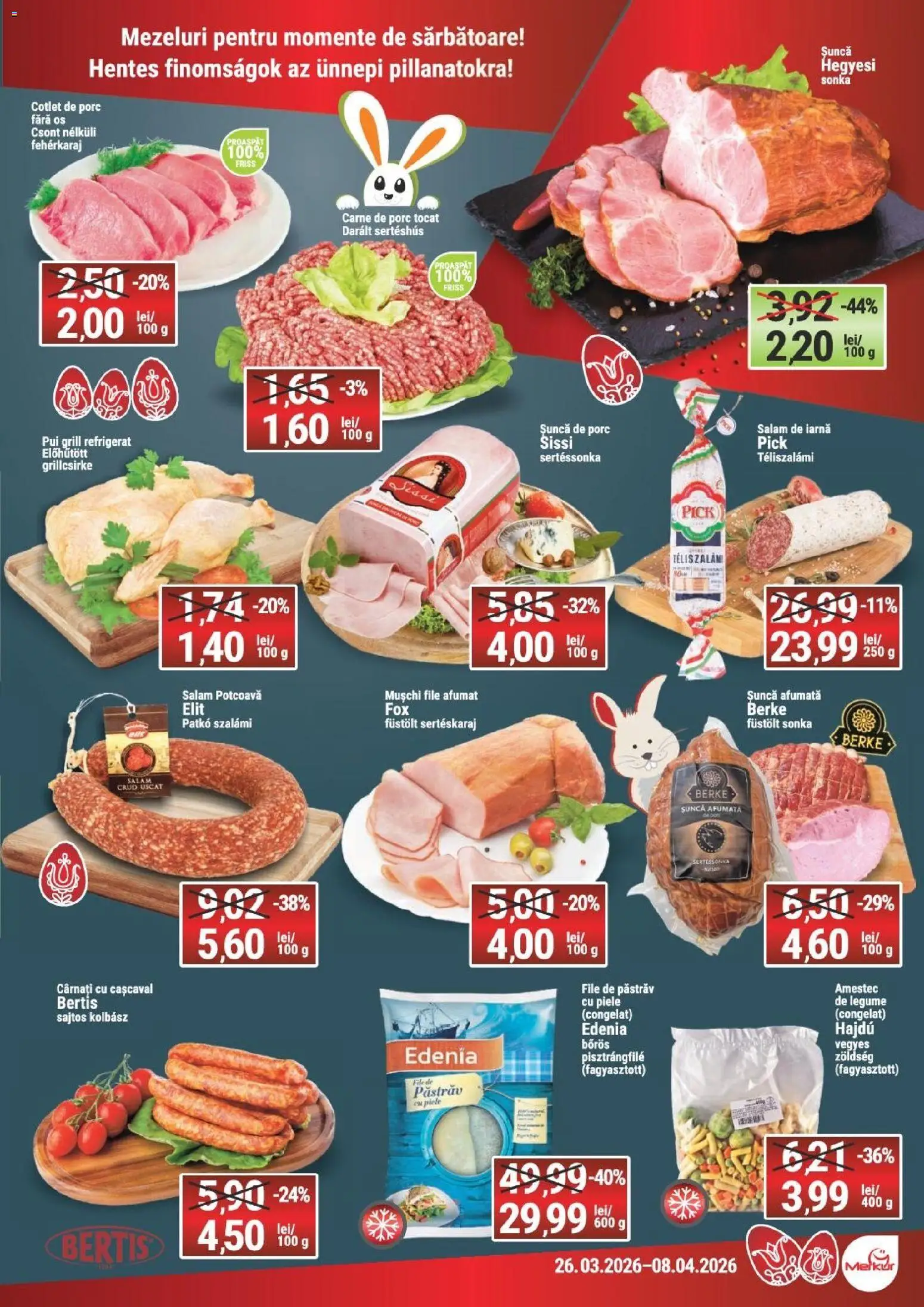 Noul catalog Merkur – valabil de la 26.03.2026 | Pagină: 3 | Produse: Grill, Cașcaval, Șuncă, Legume