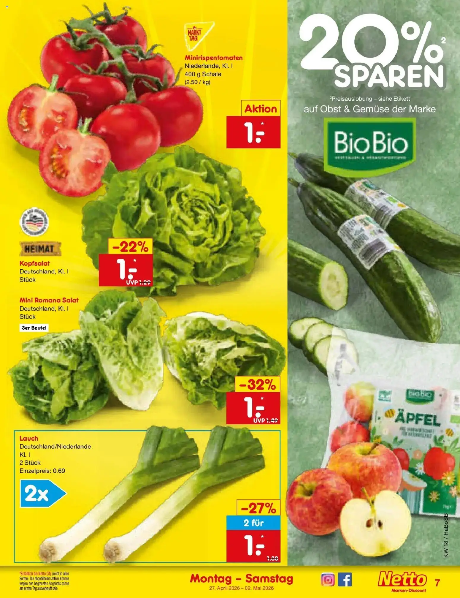 Netto Marken-Discount Prospekt Stadtlohn	 – gültig ab 27.04.2026 | Seite: 9 | Produkte: Äpfel, Gemüse, Obst, Salat